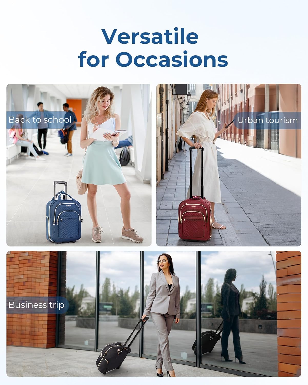 BAGSMART Underseat Carry On Luggage Airline approved,16-inch Underseater Softside Travel Suitcase with Wheels Lightweight Overnight Rolling Carry-on Luggage for Women Men Weekender, Pink