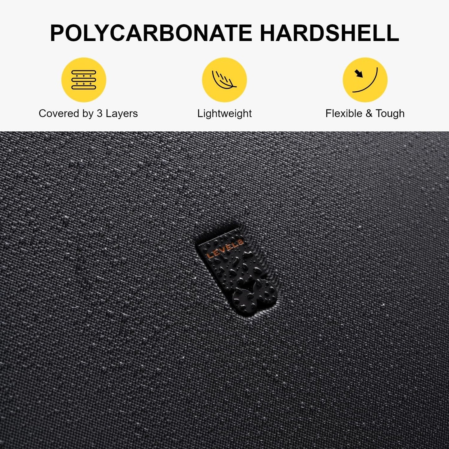 LEVEL8 Checked Luggage, Large Suitcase, Lightweight Luminous Textured Tsa Approved Medium Hardside Luggages with 8 Spinner Wheels, 24 Inch, Dark Grey