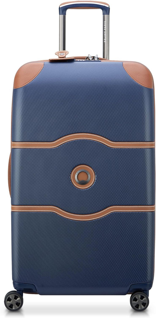 DELSEY PARIS Chatelet Air 2.0 Hardside Luggage Trunk with Spinner Wheels, Navy Blue, Checked-26 Inch
