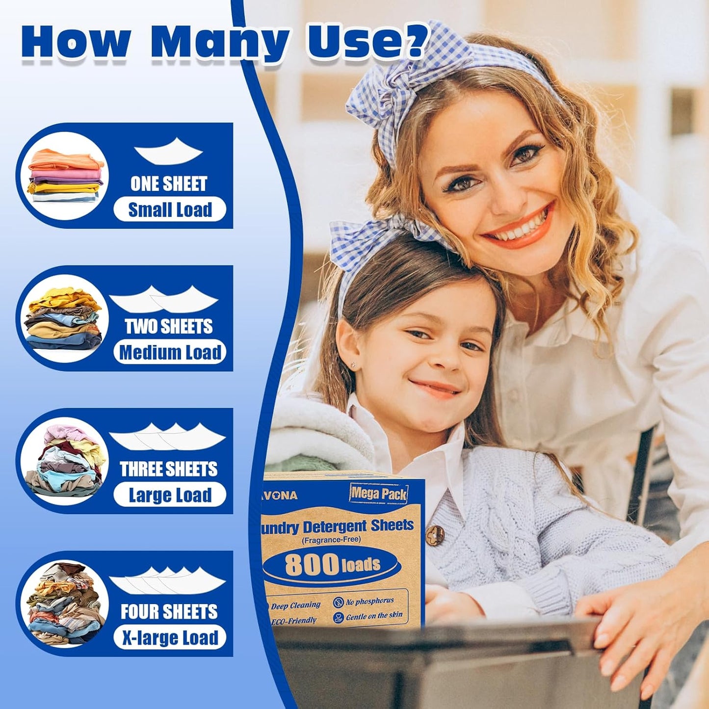 800 Loads Mega Pack Laundry Detergent Sheets, Eco-friendly Laundry Sheets, Powerful Cleaning, Suitable for Homes, Dorms, and Apartments- [Fragrance-Free]