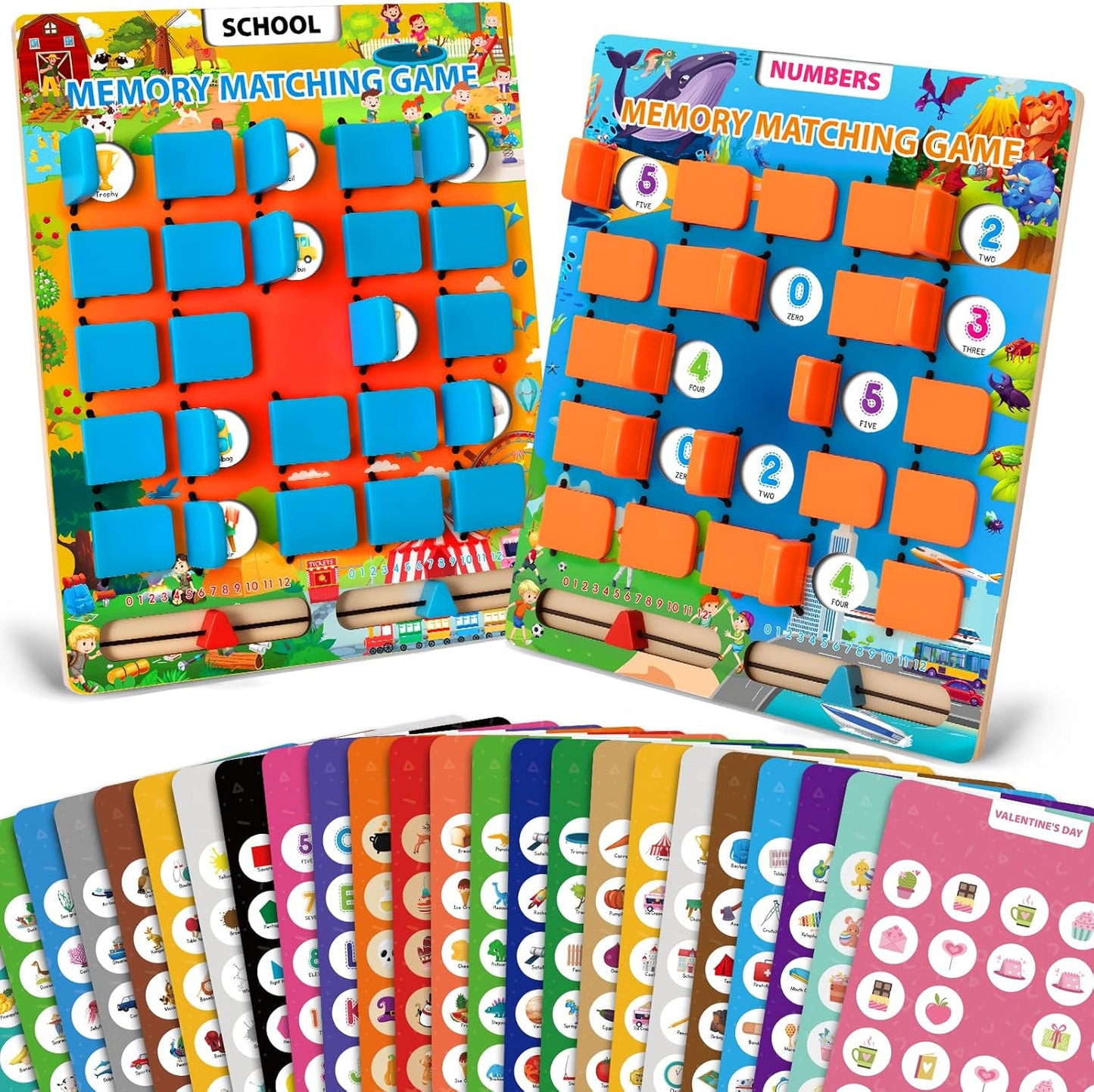 2 Pack Matching Memory Game for Kids Age 3 4 5 6 7 8 Years Old, Travel Toy for Toddlers Boys Girls, Road Trip Travel Essentials for Kids, Airplane/Car/Camping Activity, Ideal Christmas, Birthday Gifts