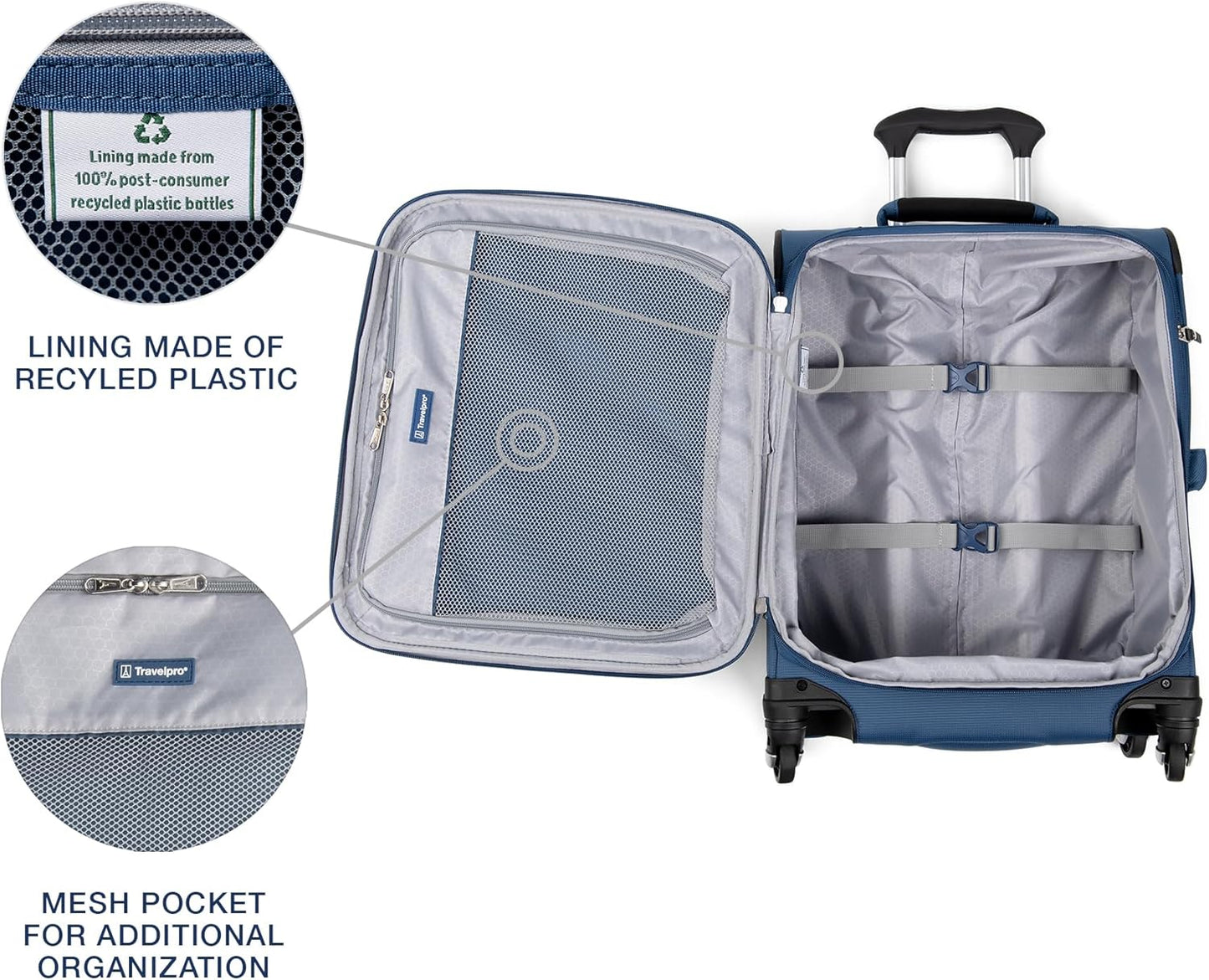 Travelpro Maxlite 5 Softside Expandable Luggage with 4 Spinner Wheels, Lightweight Suitcase, Men and Women, International, Ensign Blue, Carry-on 19-Inch