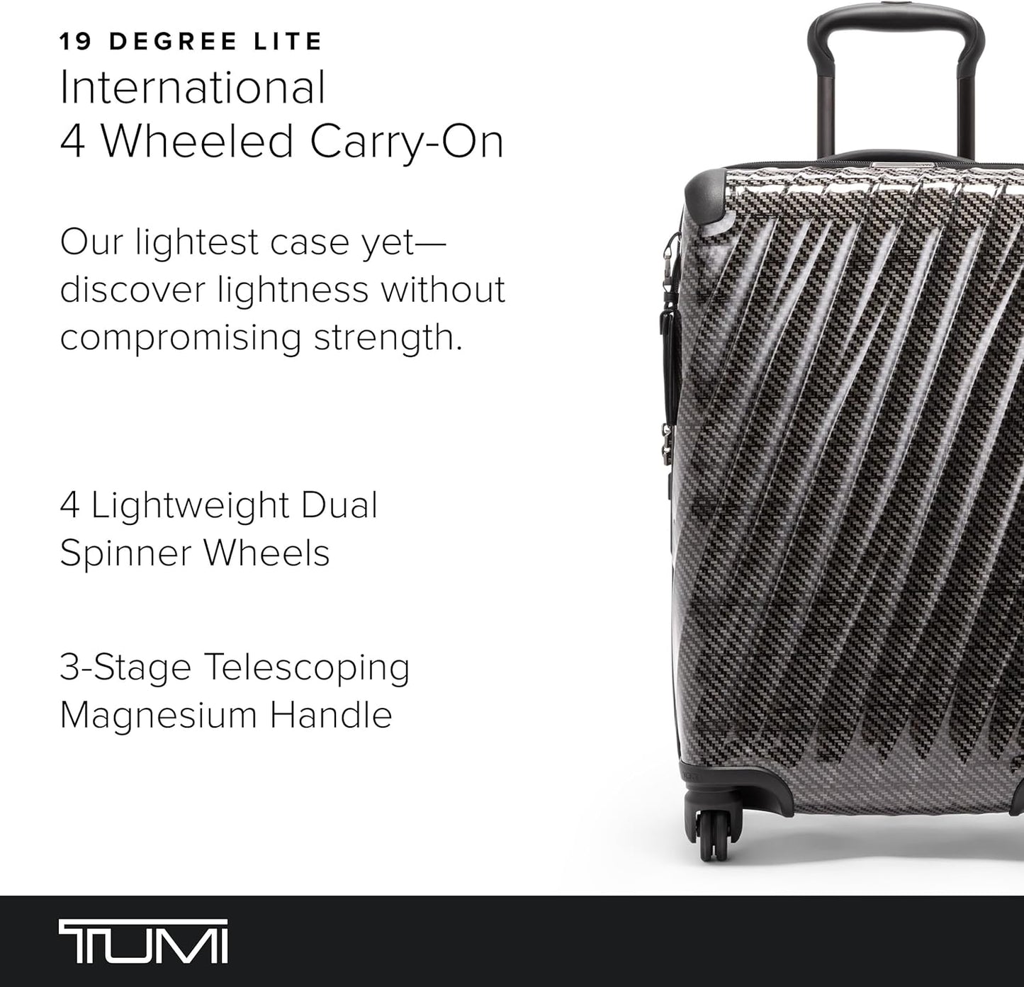 TUMI - 19 Degree Lite 4 Wheel Luggage - Lightweight and Highly Durable, Modern Contour, Hard Shell Men's and Women's Suitcase - 21.75" International Carry-On, Black Graphite