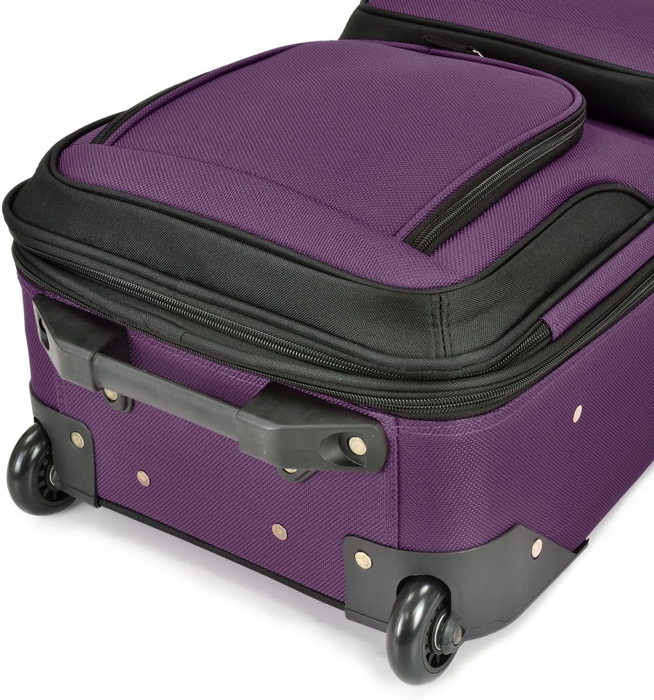 U.S. Traveler Lightweight Rolling 20" Carry On Luggage Softside Suitcase, Purple, 2-Wheel Single