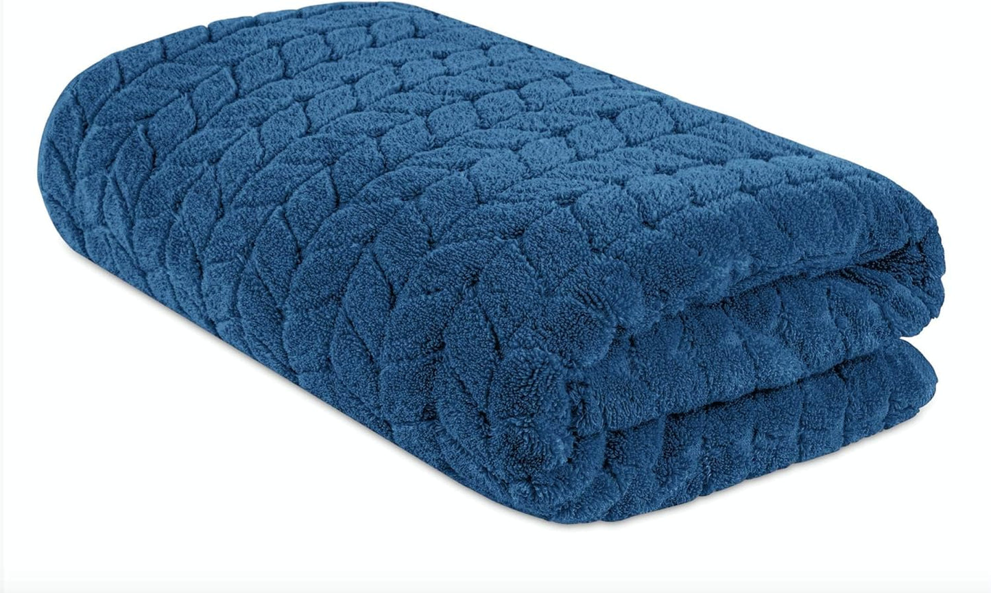 BAGNO MILANO Turkish Bath Towels, Soft Plush Jacquard Luxury Bath Towels, Quick Dry Towel Set (Petrol Blue, Bath Sheet)