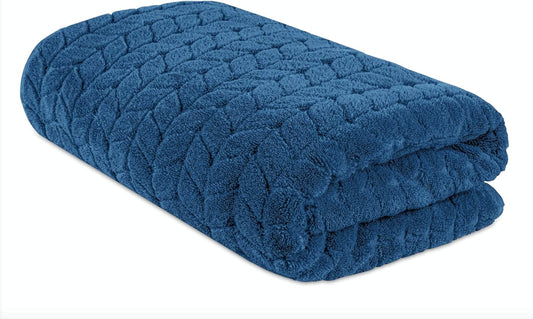 BAGNO MILANO Turkish Bath Towels, Soft Plush Jacquard Luxury Bath Towels, Quick Dry Towel Set (Petrol Blue, Bath Sheet)