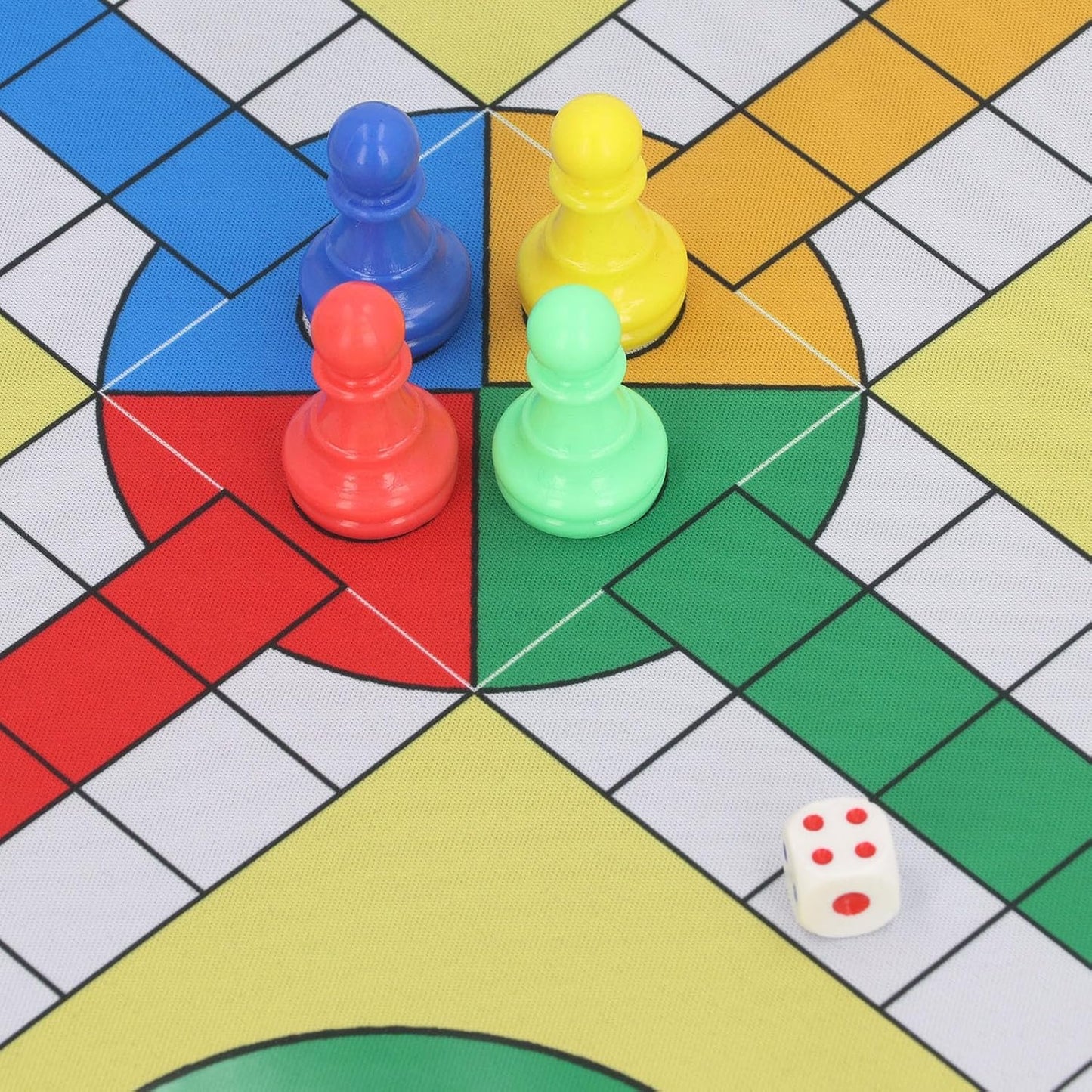 Compact Flying Chess Set – Fun Travel Board Game Made from Durable Rubber Cloth Includes 16 Chess Pieces, Storage Bag, and Dice for Family Entertainment!