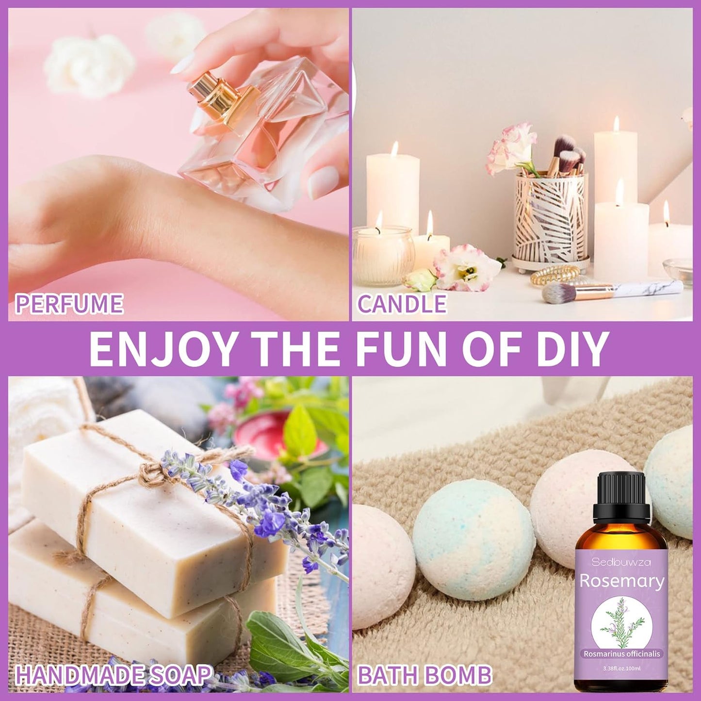 Sedbuwza Rosemary Essential Oil, Rosemary Oil 100% Pure Natural Rosemary Fragrance Oil for Massage Diffuser Humidifier Candle Soap Aromatherapy Making - 3.38 OZ