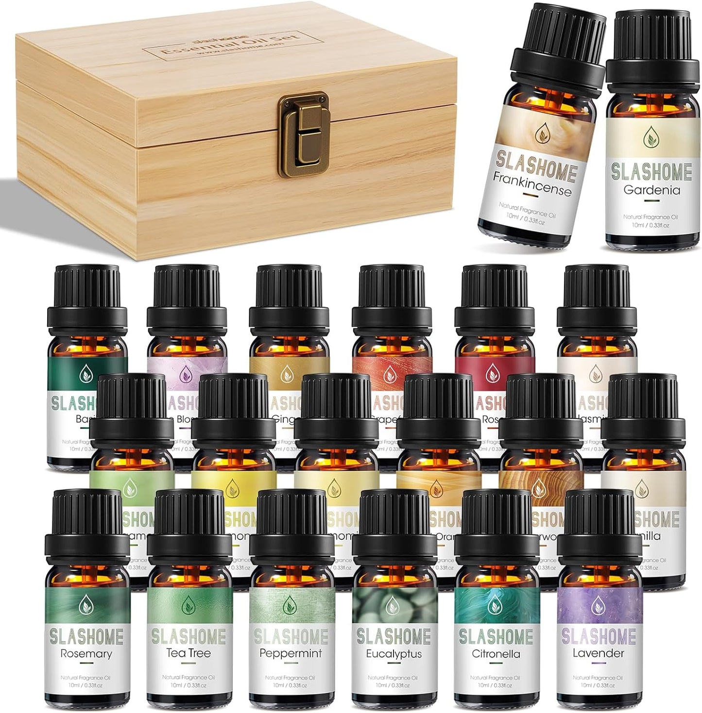 Essential Oils for Diffusers for Home – 20-Pack Essential Oil Set for Sleep & Refreshing Scents – Premium Aromatherapy Diffuser Oils Scents for Home in Wooden Gift Box, Best Gift for Any Occasion