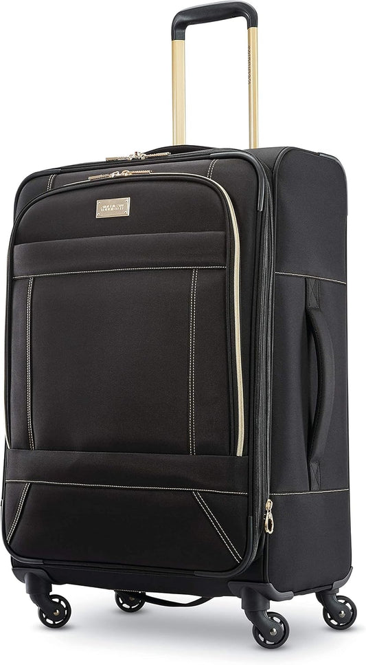 American Tourister Belle Voyage Softside Luggage with Spinner Wheels, Black, Checked-Medium 25-Inch