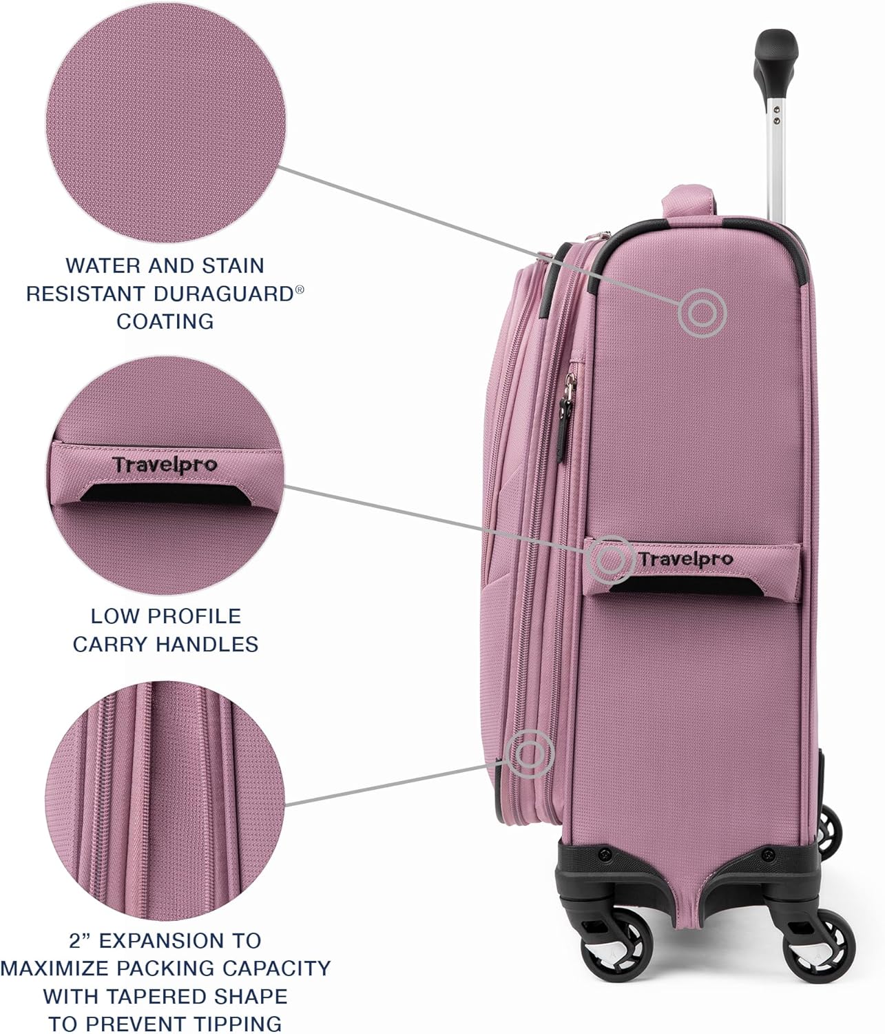 Travelpro Maxlite 5 Softside Expandable Luggage with 4 Spinner Wheels, Lightweight Suitcase, Men and Women, International, Orchid Pink Purple, Carry-on 19-Inch
