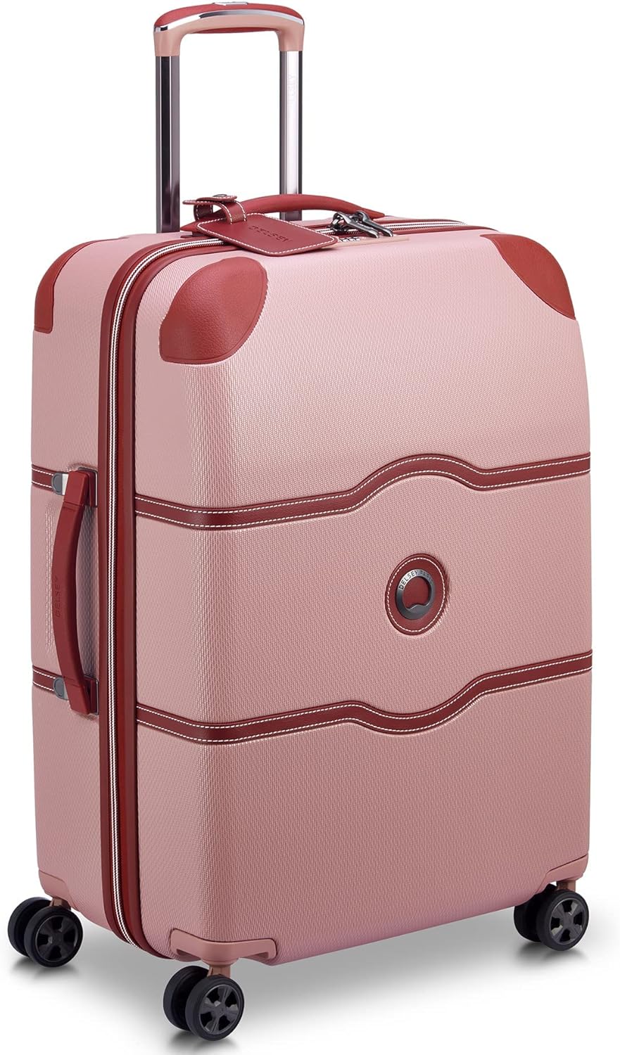 DELSEY PARIS Chatelet Air 2.0 Hardside Luggage with Spinner Wheels, Pink, Checked-Medium 24 Inch