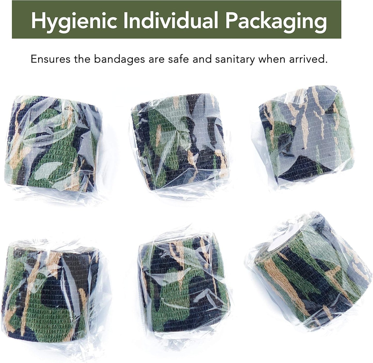 RISEN Cohesive Bandage 2” x 5 Yards, 6 Rolls, Self Adherent Wrap Medical Tape, Adhesive Flexible Breathable First Aid Gauze Ideal for Stretch Athletic