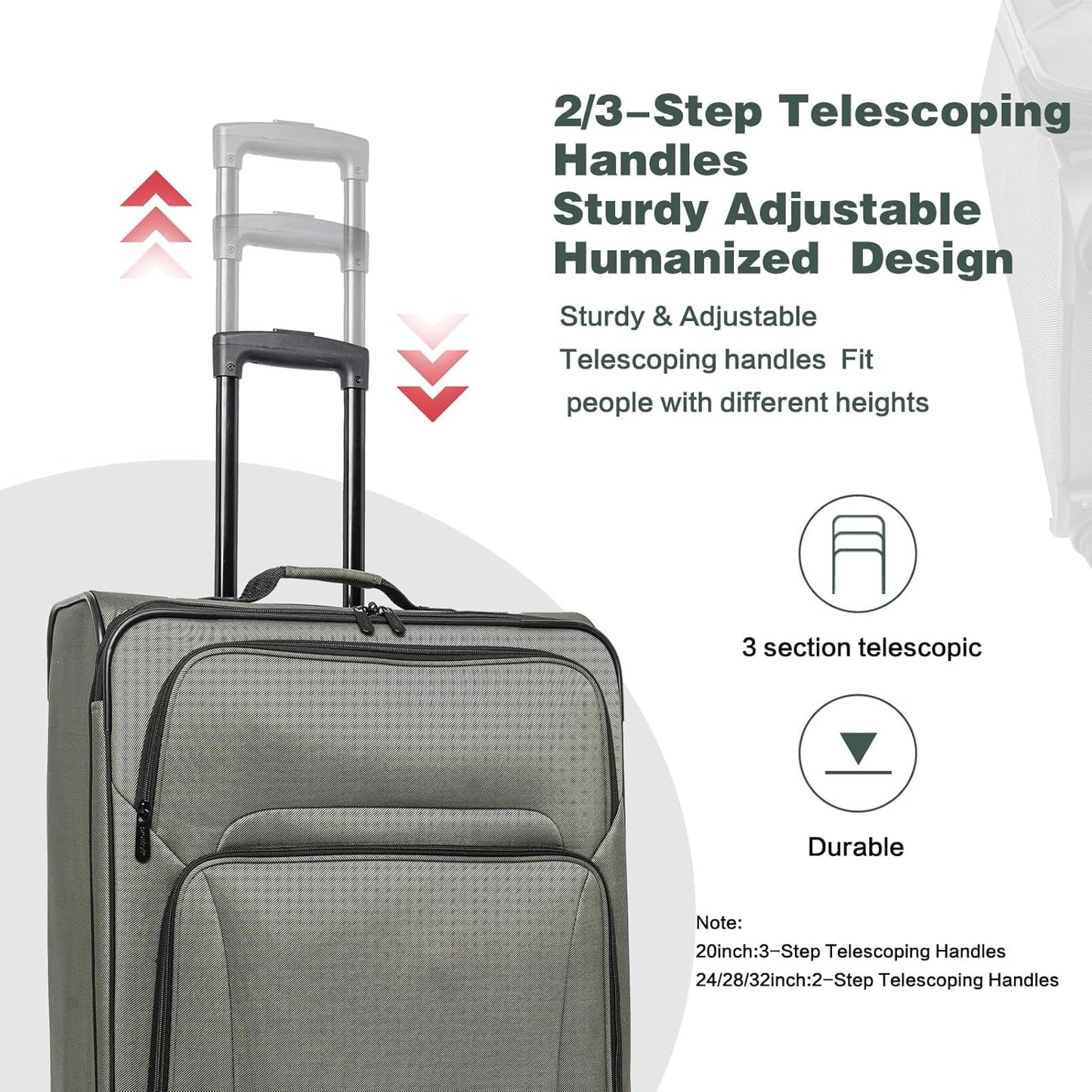 Lispin Luggage Set Softshell Expandable 4 Piece Suitcase with Wheels Softside Lightweight Travel Carry on Luggage (Dark Green)