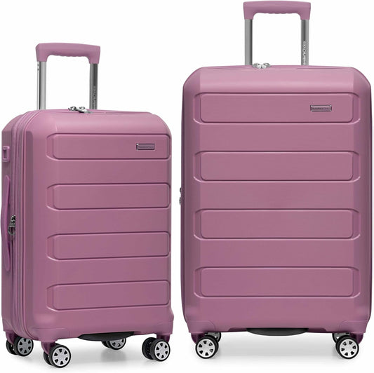 Traveler's Choice Pagosa Indestructible Hardshell Expandable Spinner Luggage, Mauve, 2-Piece Set (22/26)