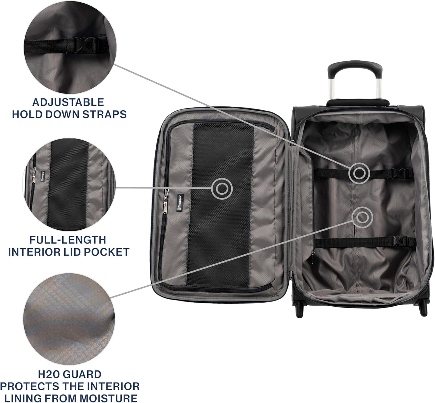 Travelpro Tourlite Softside 22" Expandable Carry-On Rollaboard (2-Wheel) Lightweight Luggage, Black Suitcase