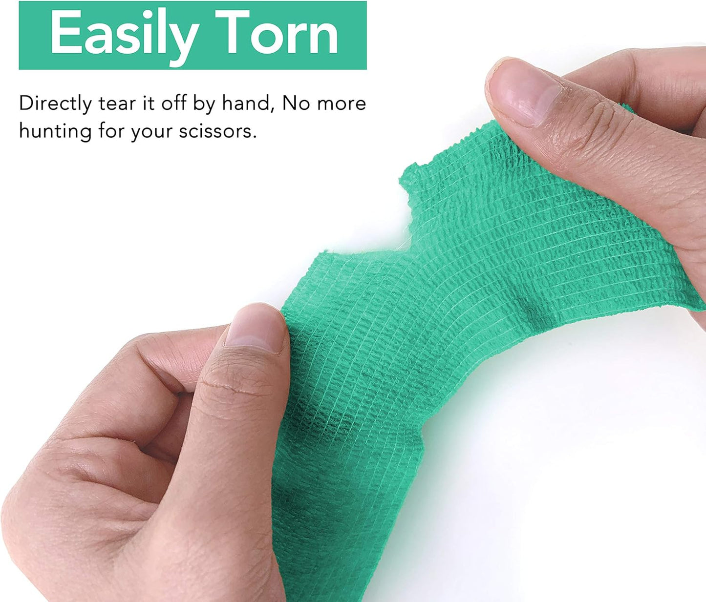 RISEN Cohesive Bandage 2” x 5 Yards, 6 Rolls, Self Adherent Wrap Medical Tape, Adhesive Flexible Breathable First Aid Gauze Ideal for Stretch Athletic