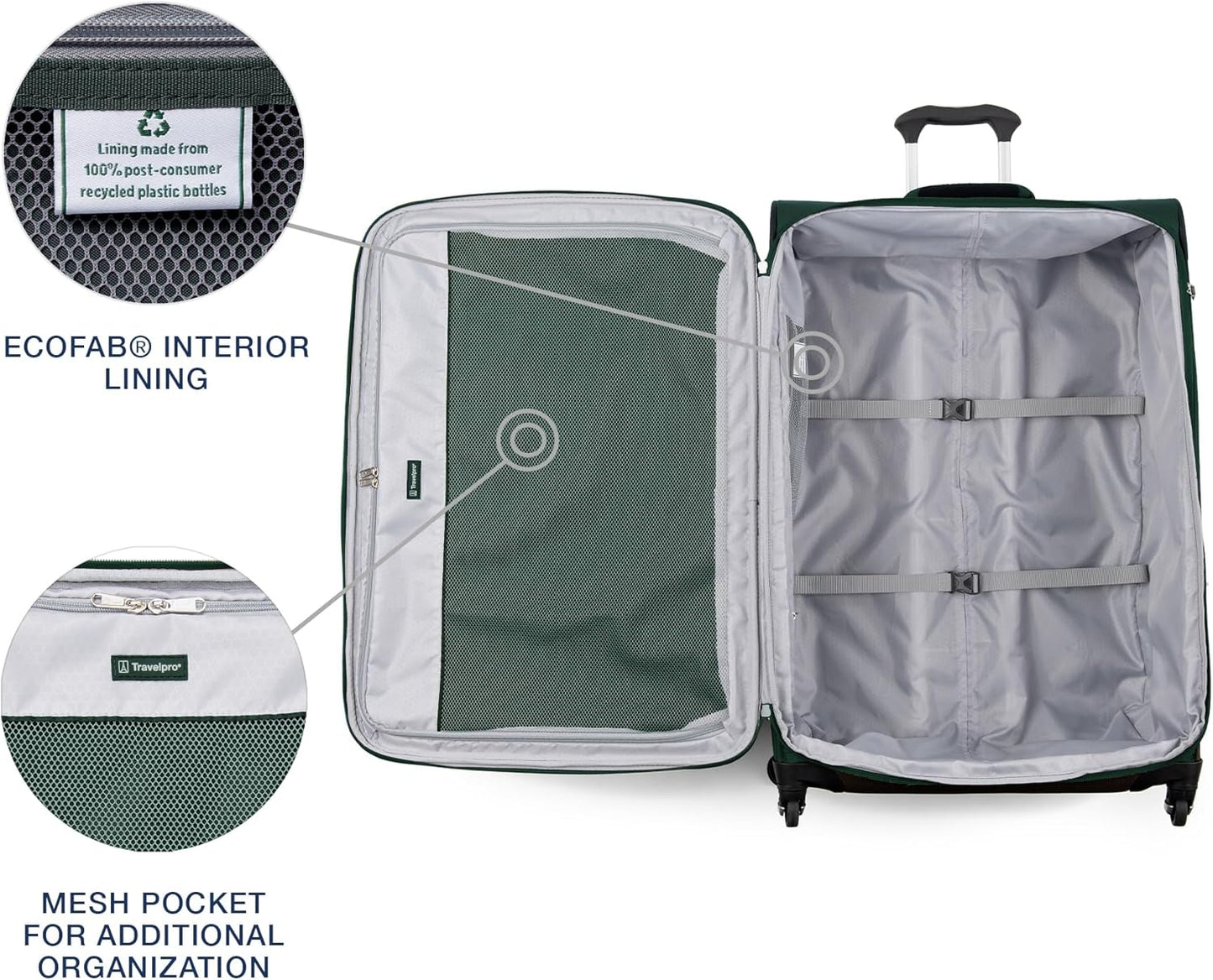 Travelpro Maxlite 5 Softside Expandable Luggage with 4 Spinner Wheels, Lightweight Suitcase, Men and Women, Forest Green, Checked-Large 29-Inch