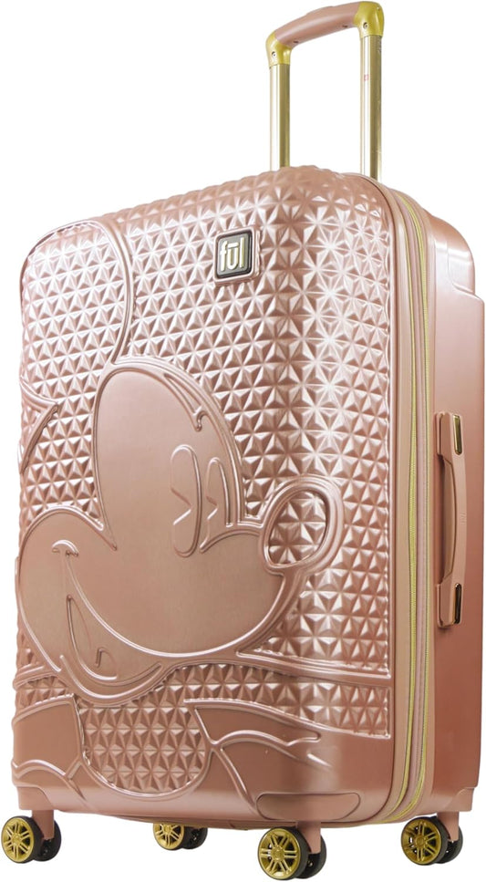 FUL Disney Mickey Mouse 29 Inch Rolling Luggage, Hardshell Suitcase with Spinner Wheels, Rose Gold