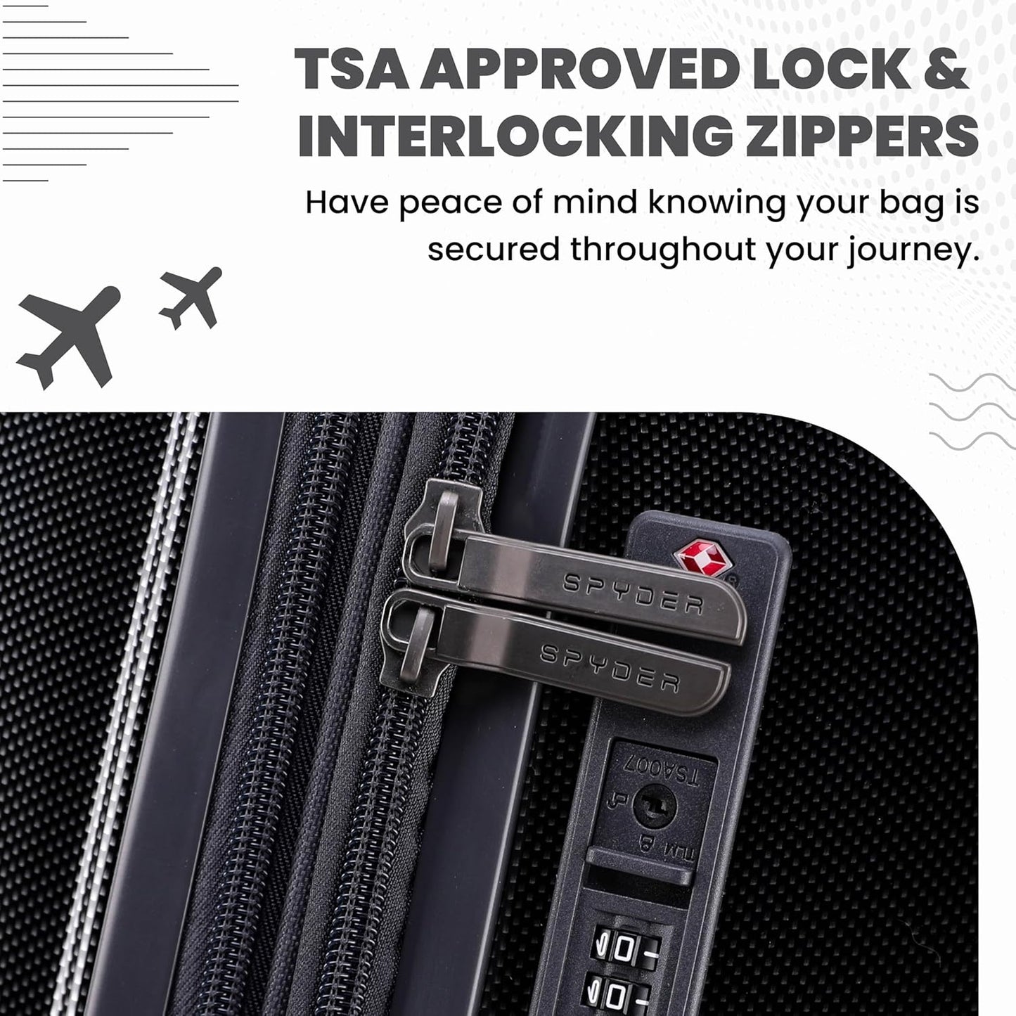 Spyder Rails 29 Inch Expandable Hardside Upright Suitcase with 360° Spinner Wheels, TSA Approved Lock, Black