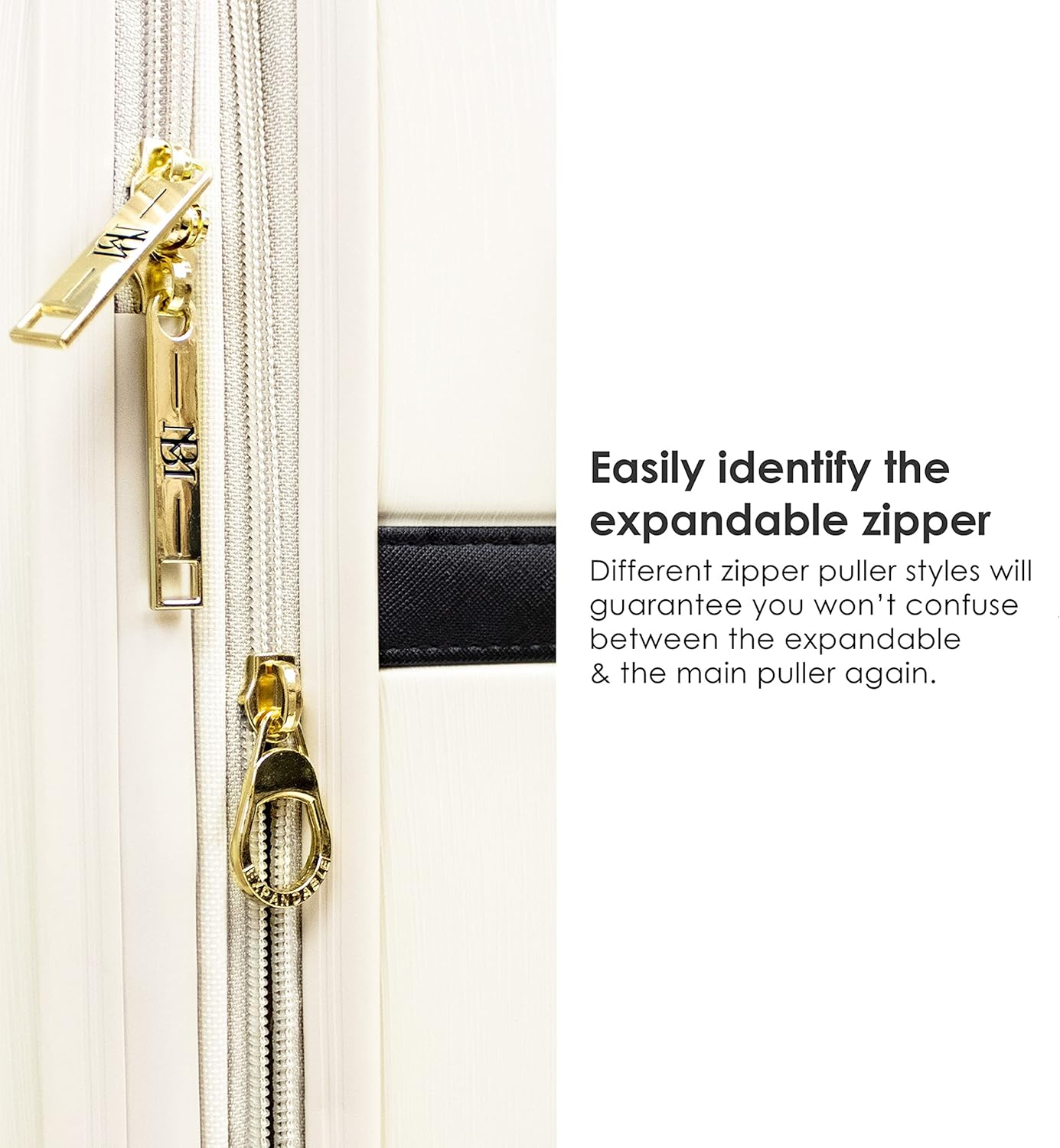 Badgley Mischka Grace 3 Piece Polycarbonate-ABS Expandable Retro Luggage Set (Cream)