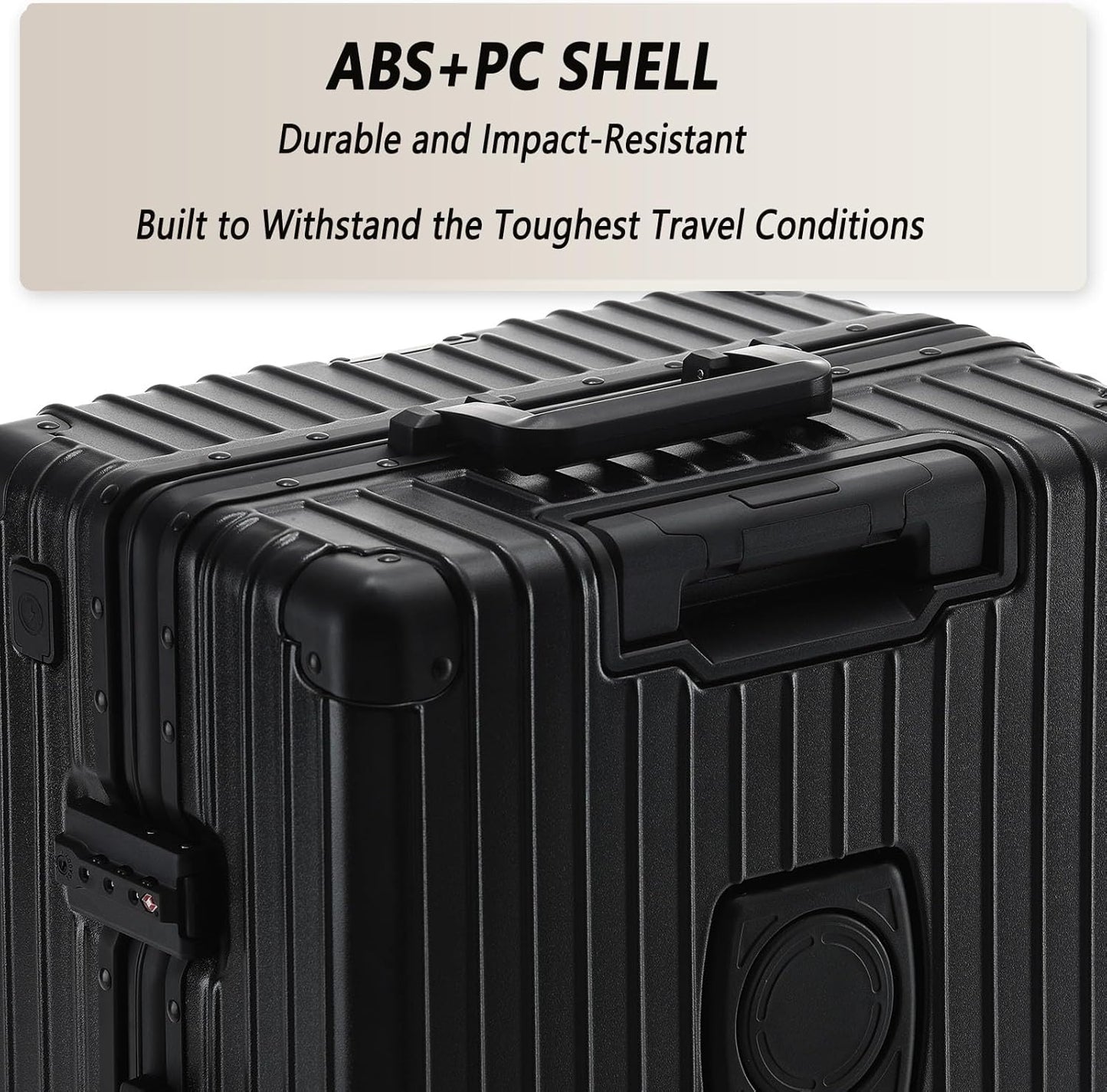 20 Inch Aluminum Frame Carry On Luggage 22x14x9 Airline Approved with Spinner Wheels,Zipperless Hard Shell Small Rolling Suitcases with TSA Approved USB Port,Cup & Phone Holder,Black