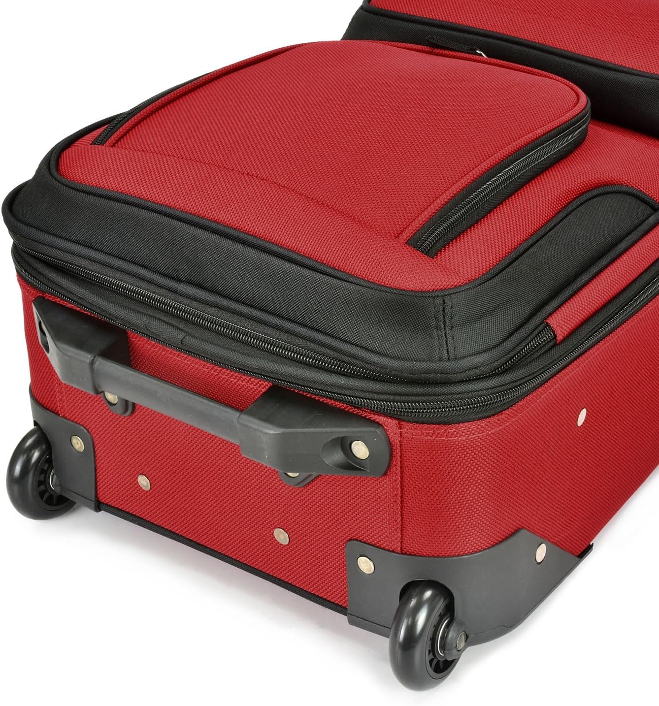 U.S. Traveler Lightweight Rolling 20" Carry On Luggage Softside Suitcase, Red, 2-Wheel Single