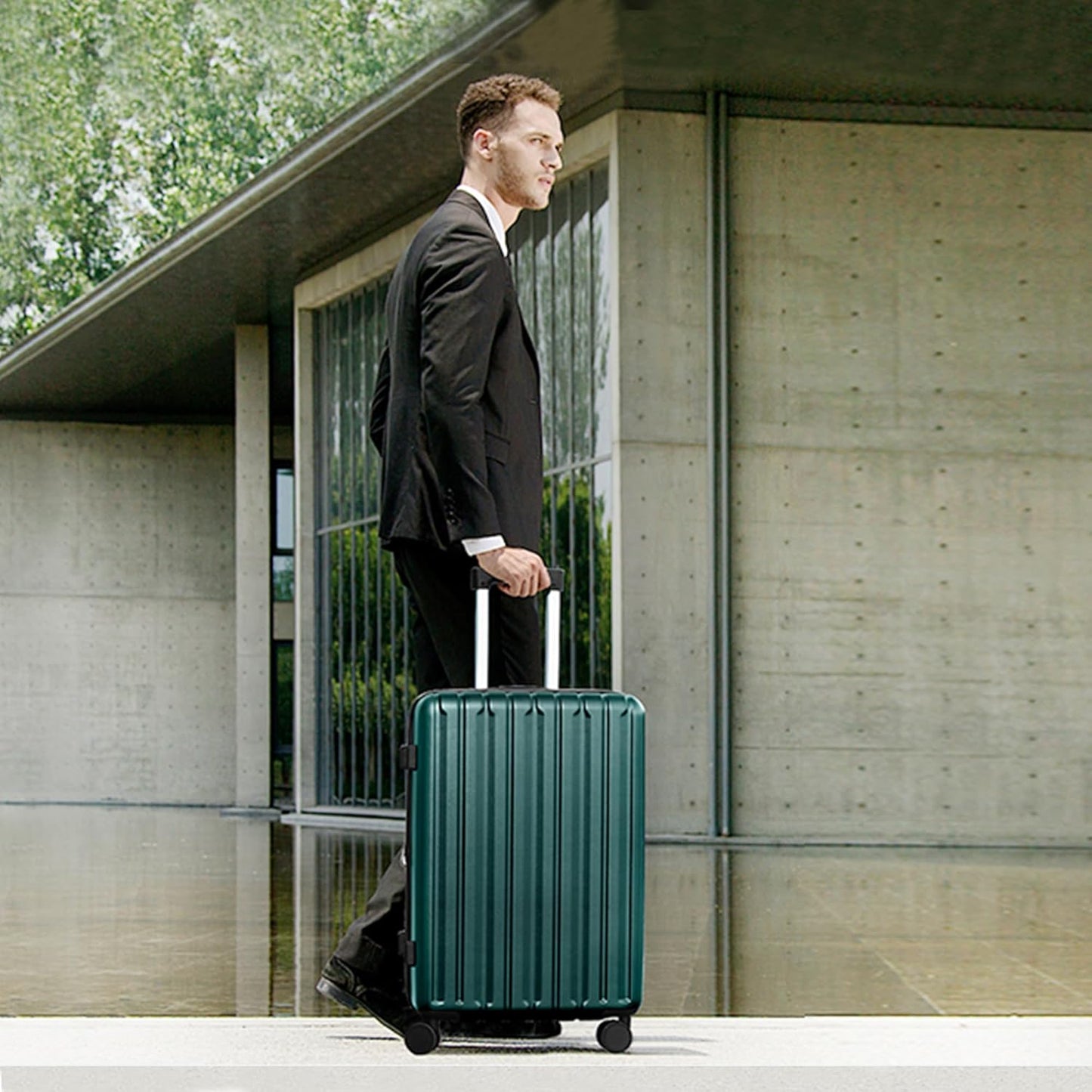 SHOWKOO Luggage Sets 3 Piece 100% PC Ultra Tough Hardside Expandable Suitcases Sets with TSA Lock Double Spinner Wheels (20in/24in/28in, Dark Green