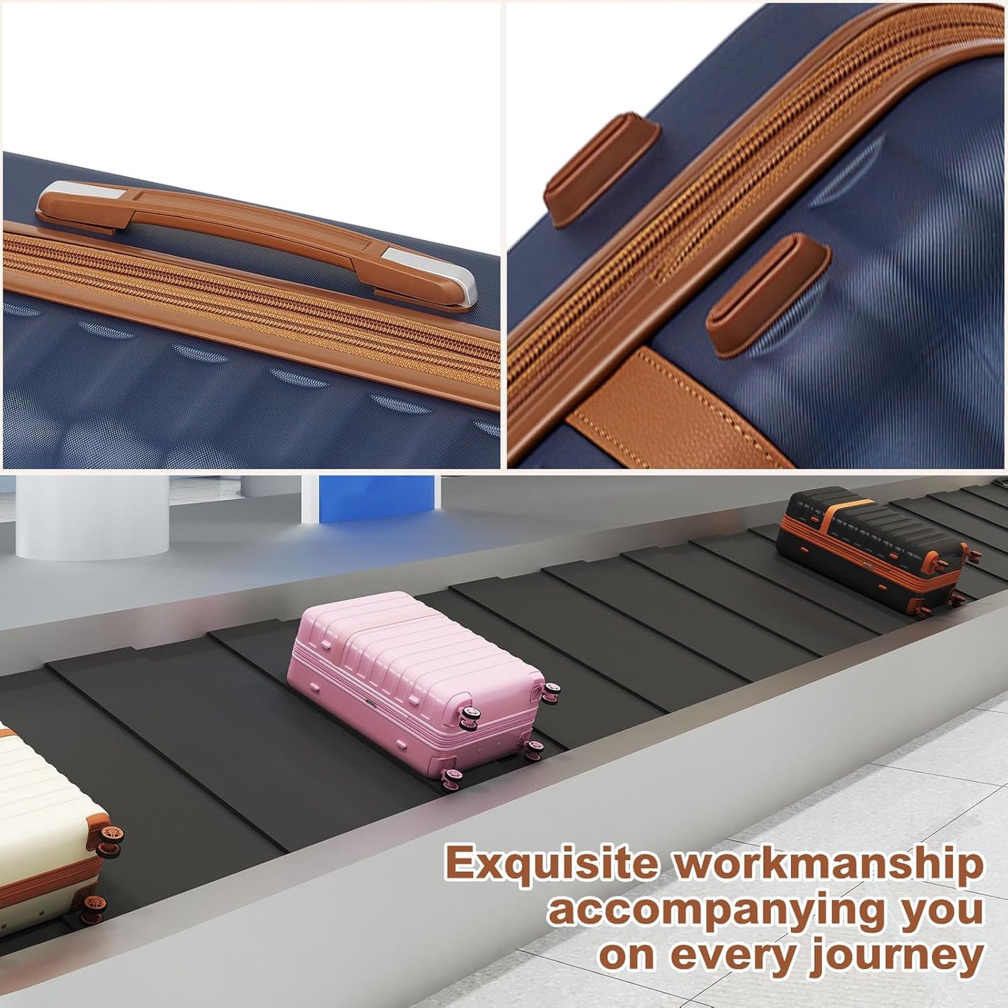 Kono Medium Sized Checked Luggage, 24 Inch Expandable with Spinner Wheels, TSA Lock, ABS + PC Lightweight Travel Suitcase with Larger Capacity and Lighter Weight, Navy