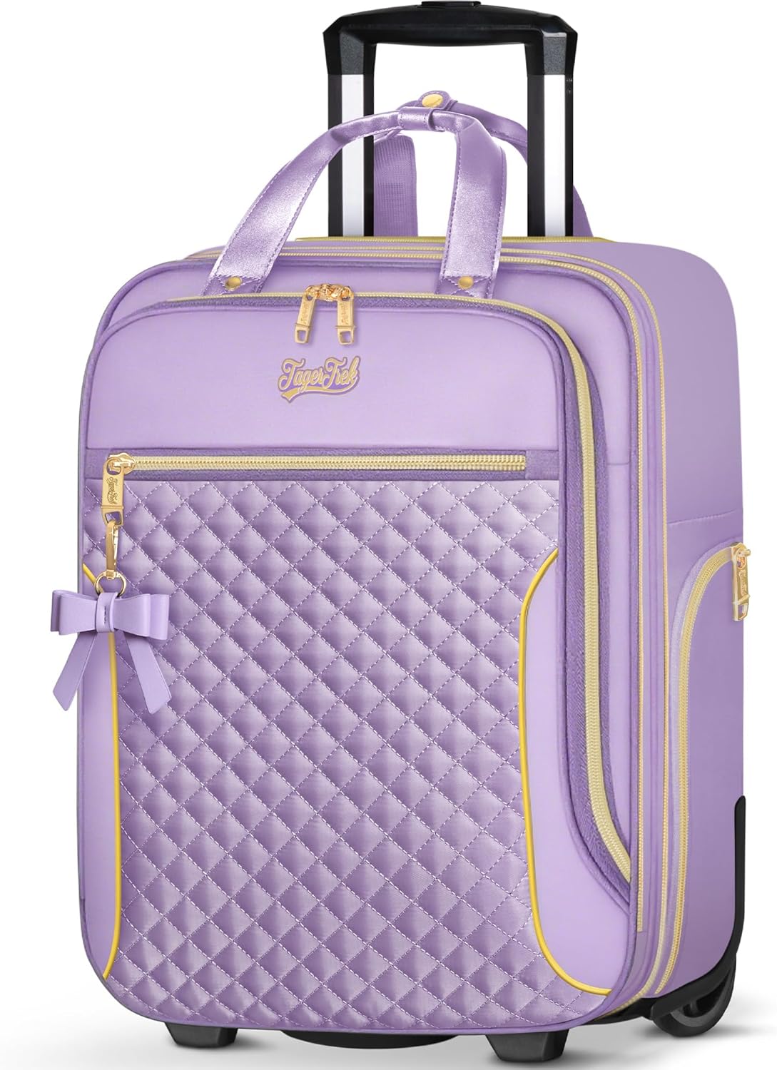 Underseat Carry On Luggage with Wheels, Airline Approved Personal Item Suitcase with Multiple Compartments, Lightweight Softside Under Seat Carry-on Suitcases for Women Travel Business, Purple