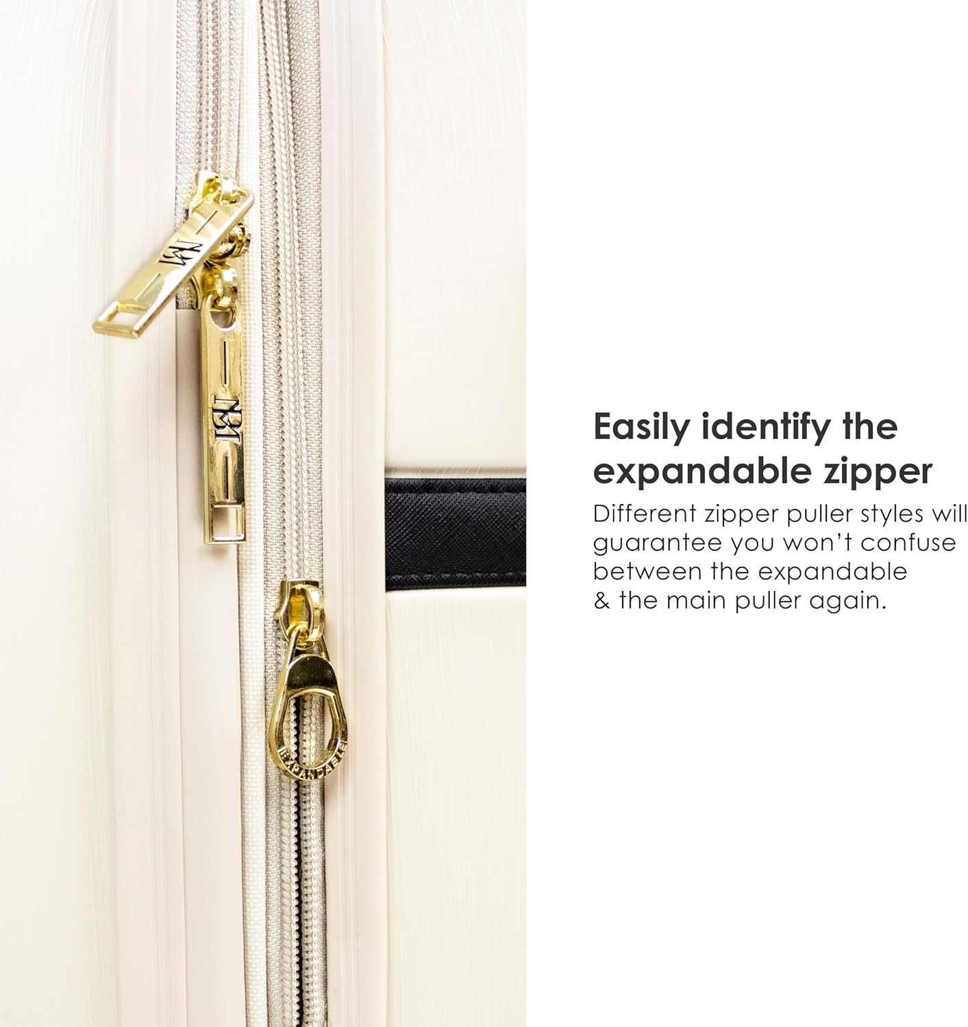 Badgley Mischka Grace 3 Piece Polycarbonate-ABS Expandable Retro Luggage Set (Cream)