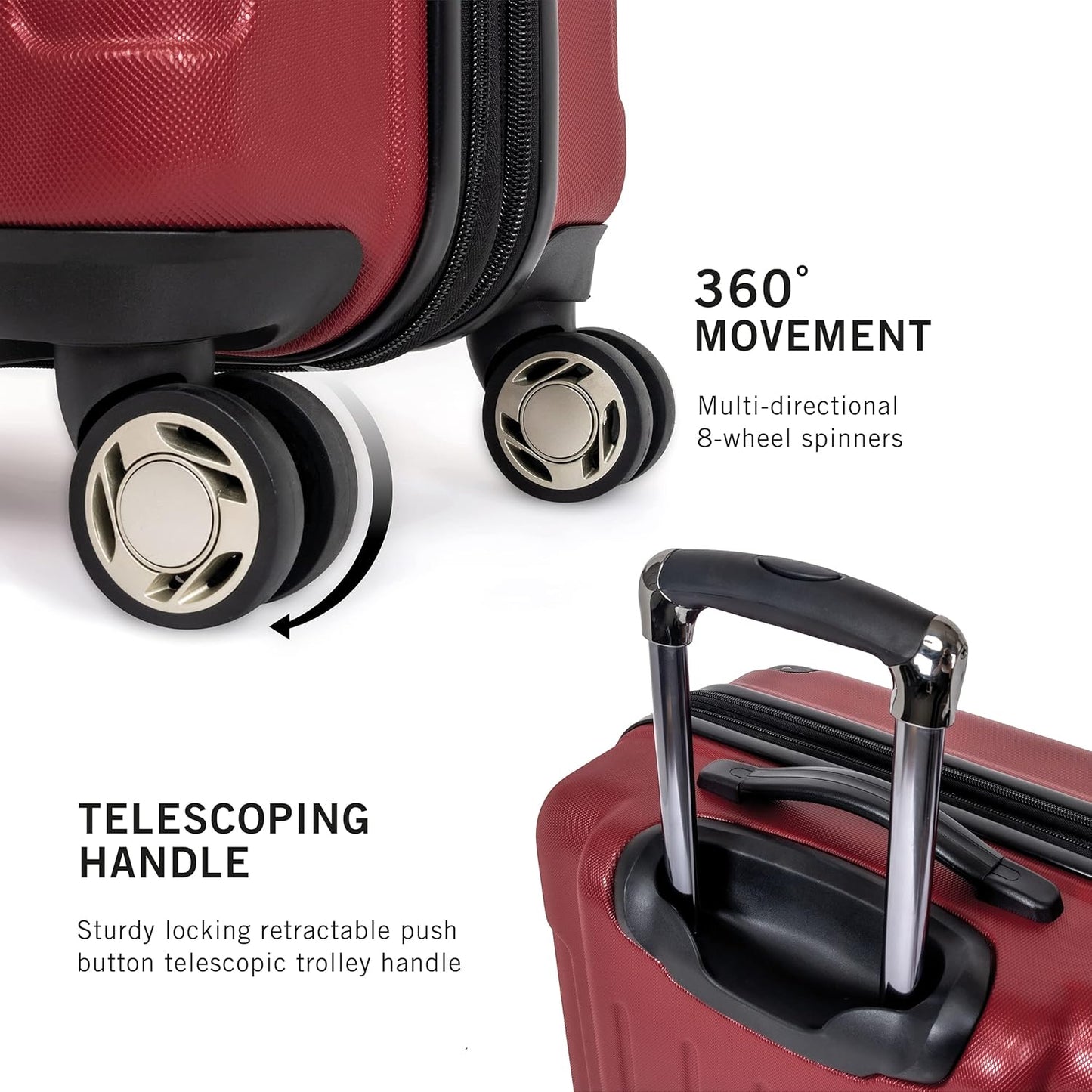 Kenneth Cole REACTION Renegade Luggage Expandable 8-Wheel Spinner Lightweight Hardside Suitcase, Scarlet Red, 20-Inch Carry On