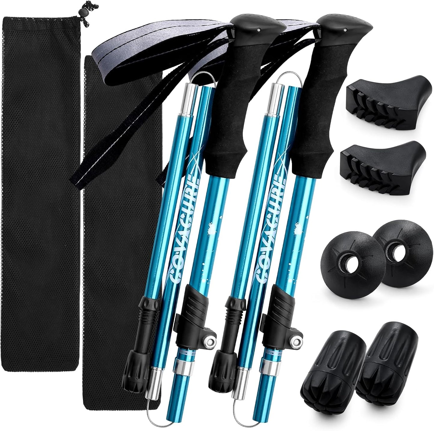 Covacure Hiking Poles Collapsible Trekking Poles - Aluminum Alloy 7075 Walking Sticks for Hiking with Telescopic & Foldable Tri-fold Design Hiking Gear for Women Men, Hiking, Camping, Climbing