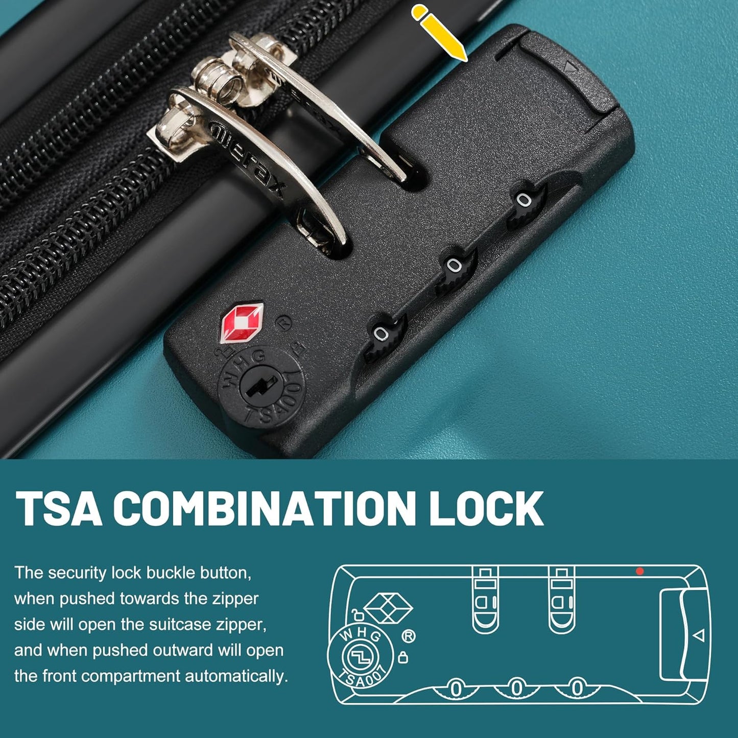 Merax Luggage Sets, Durable Hardshell 3 Piece Suitcase with Double Spinner Wheels and Handle Bags,Lightweight Carry on Luggage with TSA Lock,20+24+28 inches,Dark Green