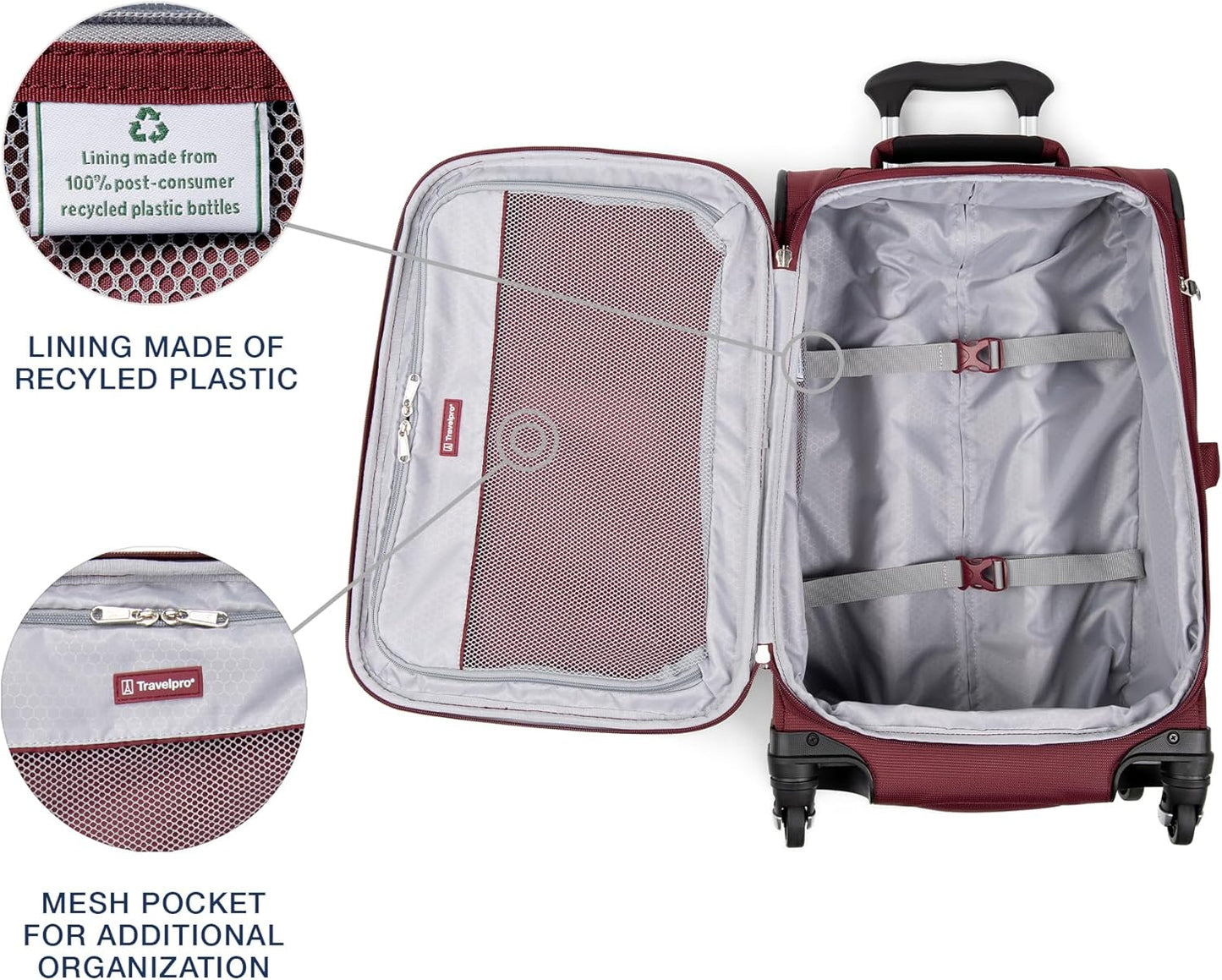Travelpro Maxlite 5 Softside Expandable Luggage with 4 Spinner Wheels, Lightweight Suitcase, Men and Women, International, Burgundy, Carry-on 21-Inch