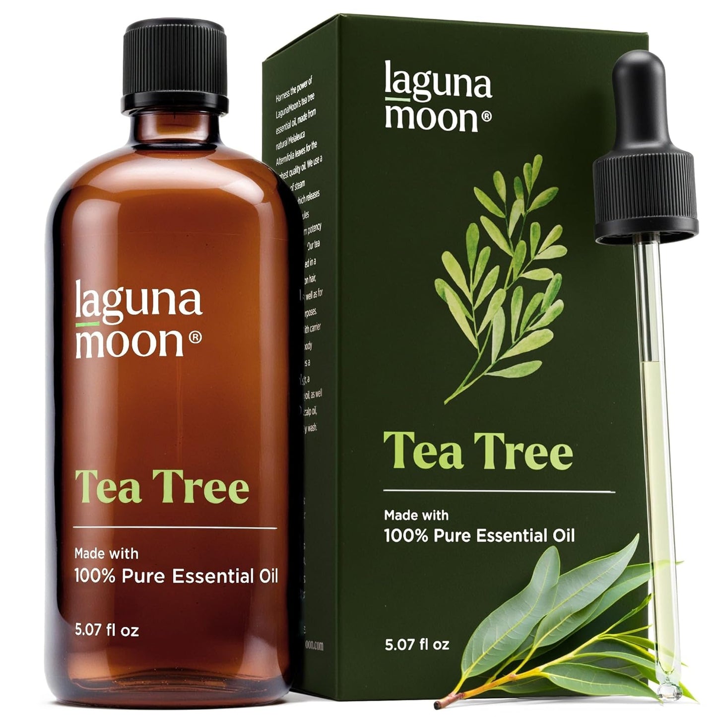 Lagunamoon Australian Tea Tree Essential Oil (150ml) - XXL Bottle with Drops for Candle Making Scents and Cleaning Products - Fragrance Oil for Aromatherapy, Relaxation, Diffusers, Yoga, Home Care