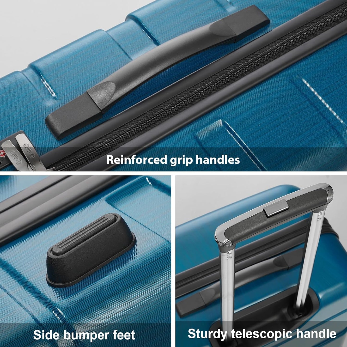 Coolife Luggage PC+ABS Hardshell Suitcase with TSA Lock, Spinner Carry On Lightweight (Caribbean Blue, 20in)