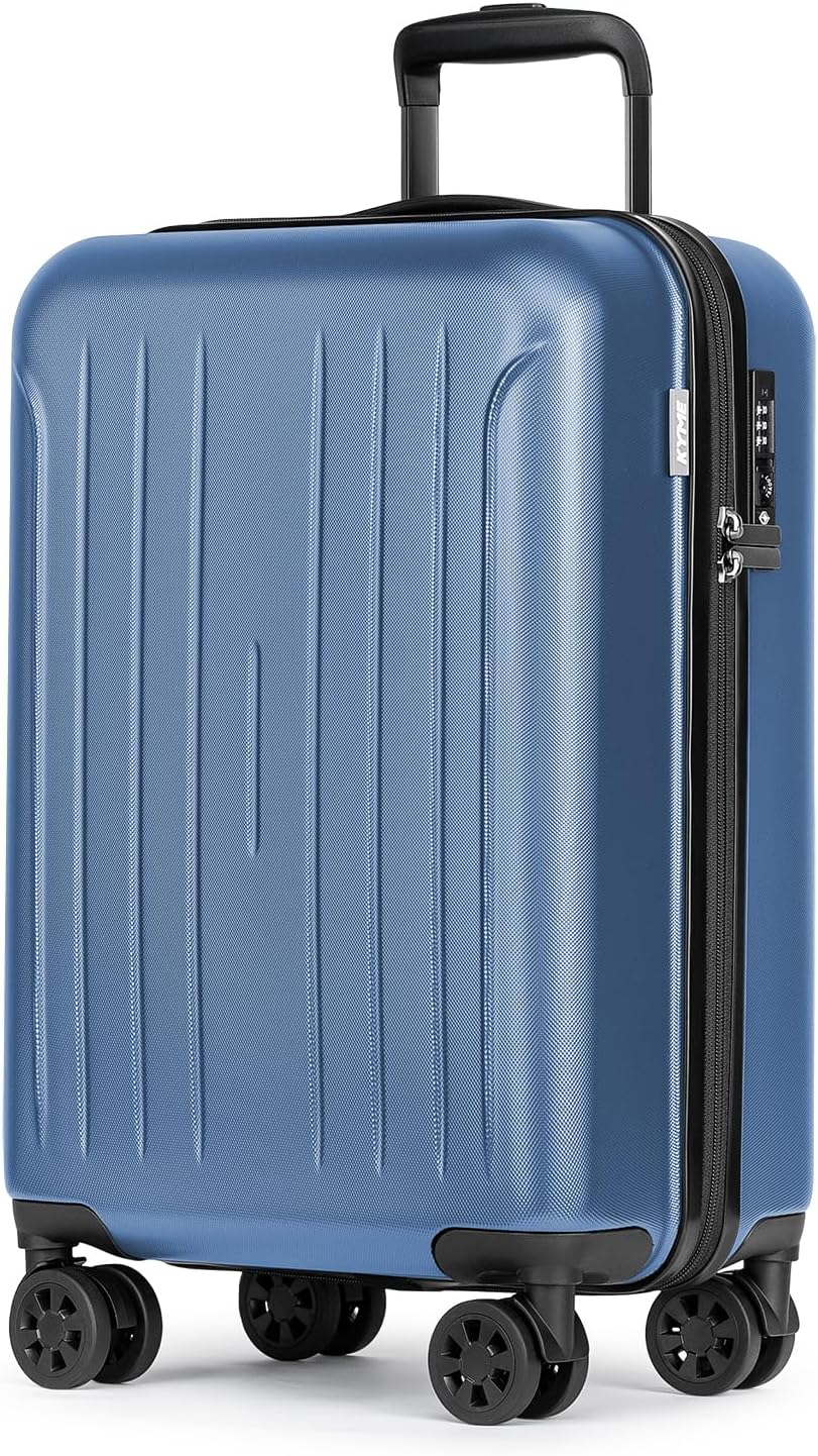 KYME Carry on luggage 22x14x9 Airline Approved Suitcase Hardshell With Double Spinner Wheels, PC+ABS TSA Lock Travel Luggage (Royalblue, 20" Carry On)
