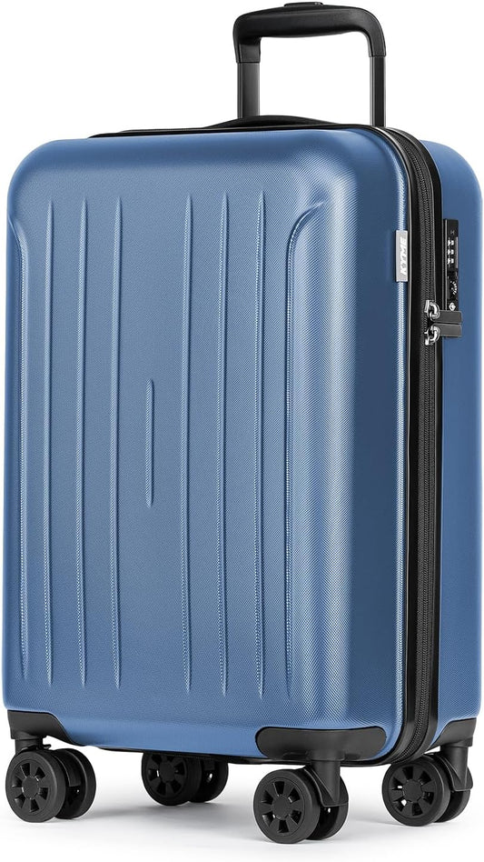 KYME Carry on luggage 22x14x9 Airline Approved Suitcase Hardshell With Double Spinner Wheels, PC+ABS TSA Lock Travel Luggage (Royalblue, 20" Carry On)