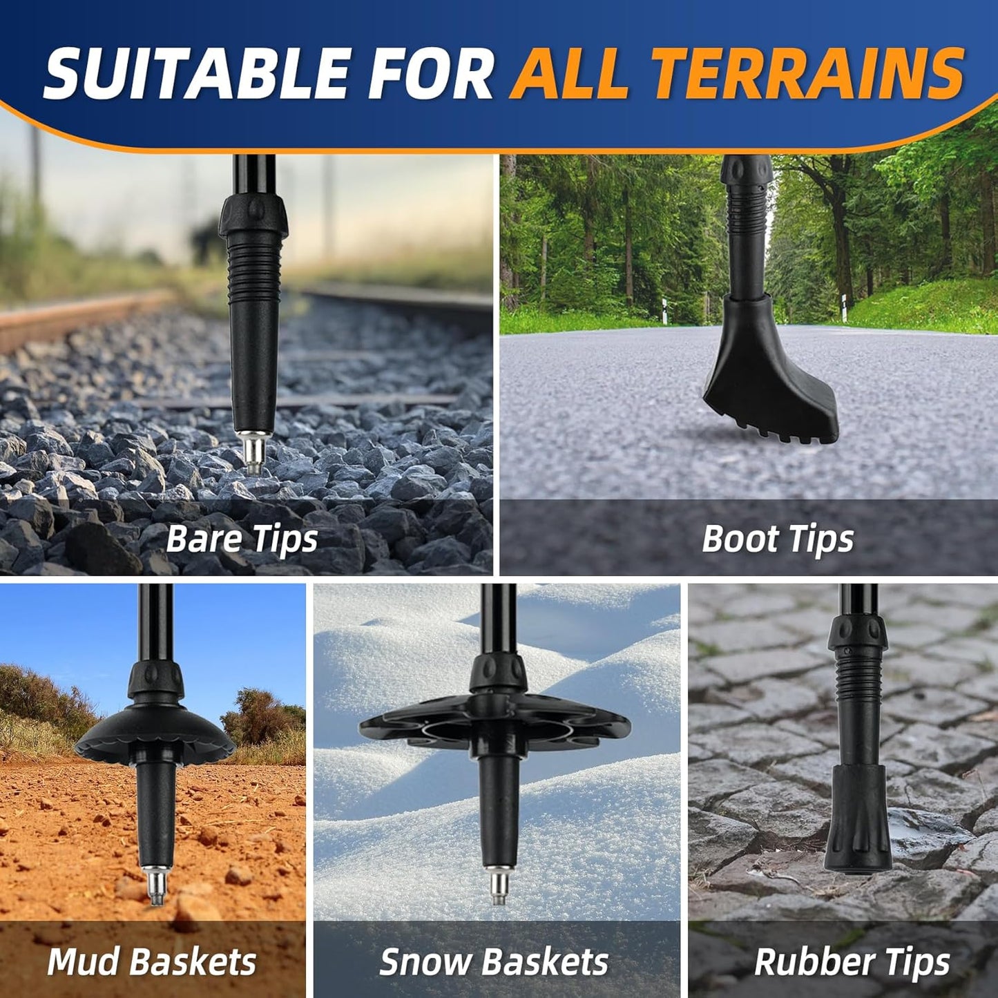 Lightweight Collapsible Trekking Poles for Hiking – 2 Pack Adjustable Hiking Poles, Aluminum Walking Sticks for Skiing, Nordic Walking, Retractable Walking Sticks for Seniors, Women, Men