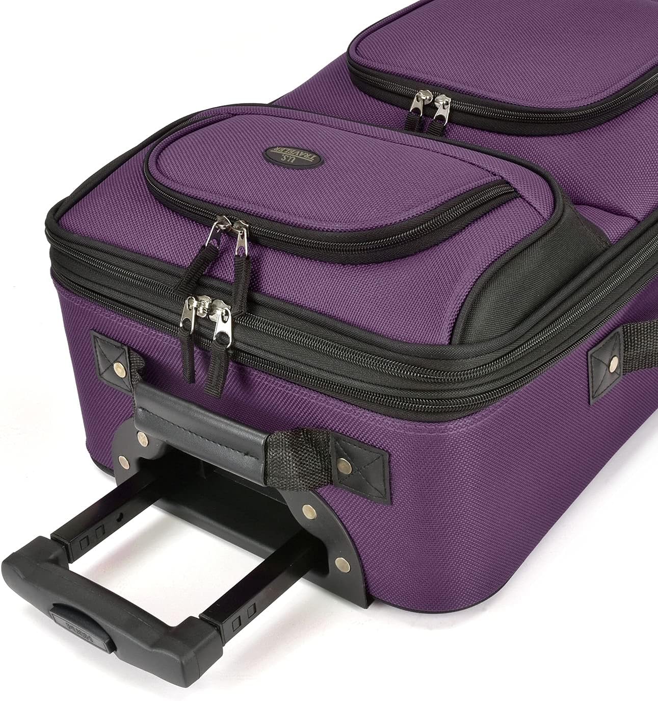 U.S. Traveler Lightweight Rolling 20" Carry On Luggage Softside Suitcase, Purple, 2-Wheel Single