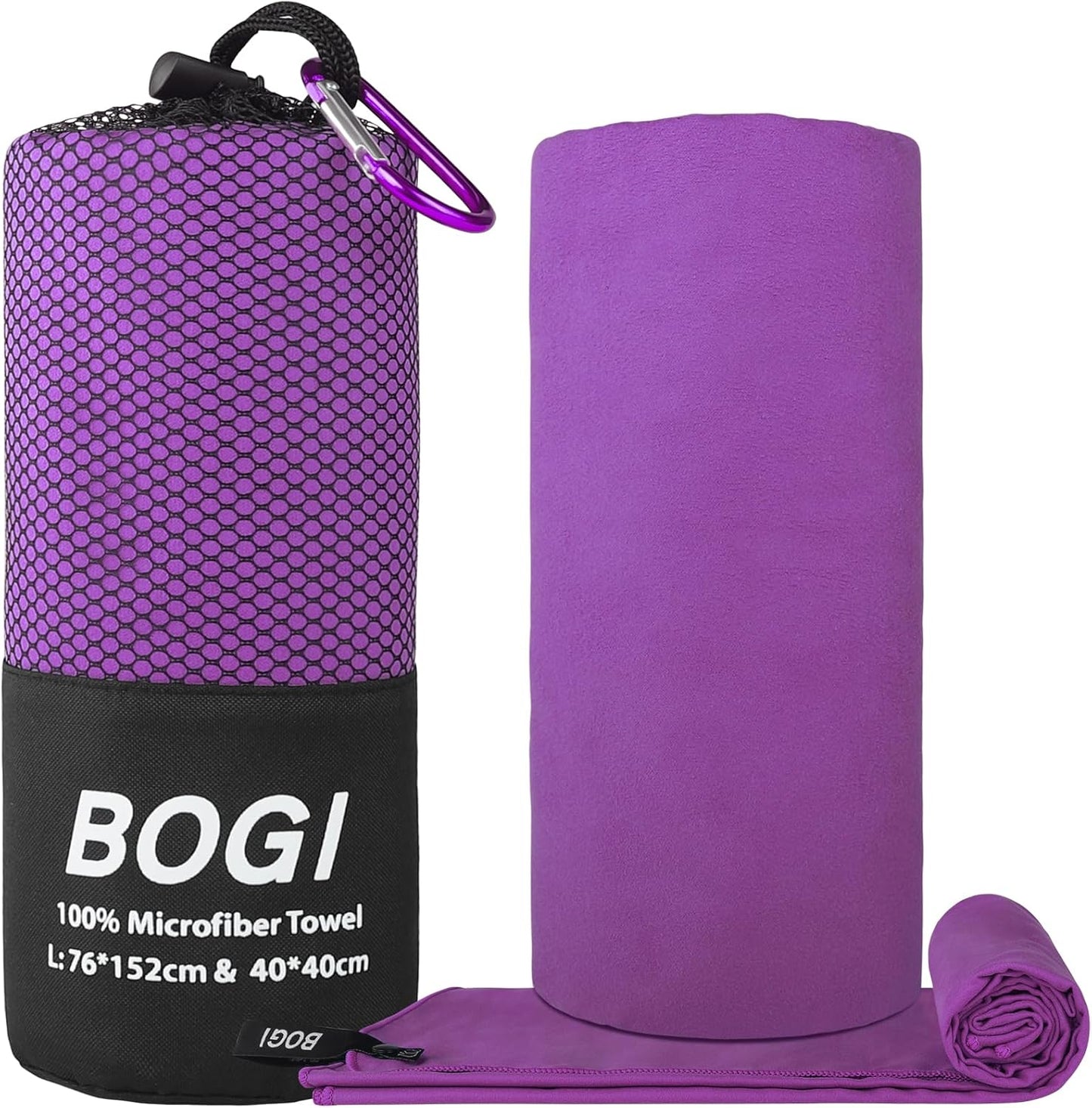 BOGI Microfiber Quick Dry Sports Towel, Purple, 60"x30"+16"x16"