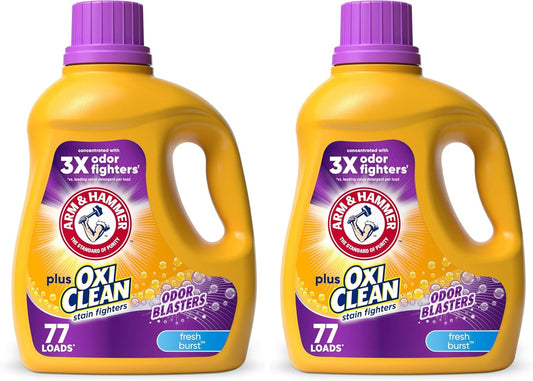 ARM & HAMMER Plus OxiClean Odor Blasters Fresh Burst, 77 Loads Liquid Laundry Detergent, 100.5 Fl oz (Pack of 2)