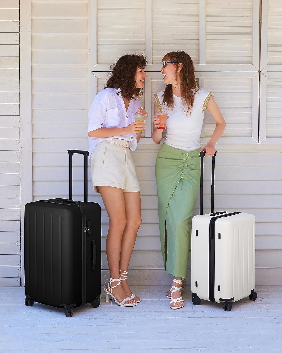 NINETYGO Carry On Suitcase, 20 Inch Carry-On Luggage with Double Spinner Wheels, Dry Wet Separate, PC Hard Case Suitcase, Lightweight Travel Luggage, TSA Approved (Solid White, Danube)