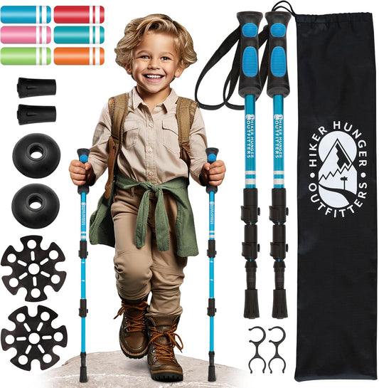 Kids Hiking Poles by USA Brand - Lightweight Collapsible Kids Walking Stick w/Quick Adjustable Flip Locks
