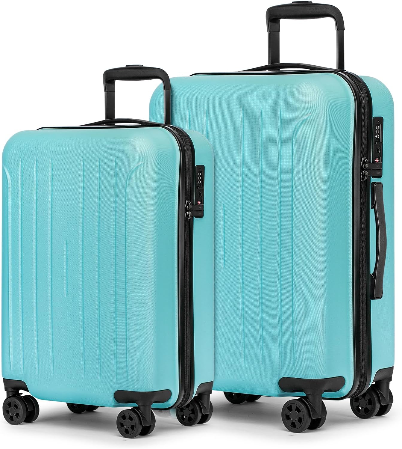 KYME Luggage Sets 2 Piece Hardshell 20"/24" Suitcase with Double Spinner Wheels Hardside Suitcases Sets with TSA Lock PC+ABS Travel Luggage (Mint Green, 2Pcs Set(20"/24"))