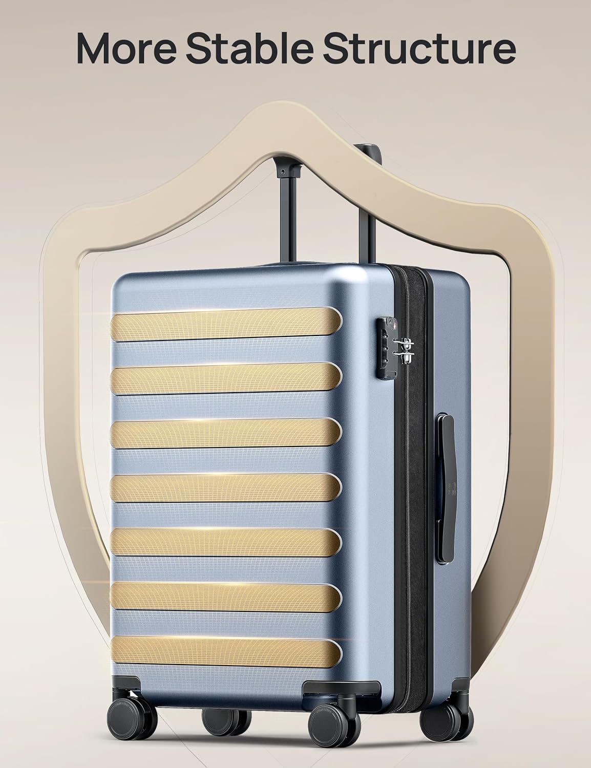 NINETYGO Luggage Sets 2 Piece, Carry On Luggage Airline Approved, Large Checked Luggage with Smooth Spinner Wheels, Expandable, Hard Shell PC Suitcase Sets, TSA Approved, 20in/28in (Shadow, Rhine Max)