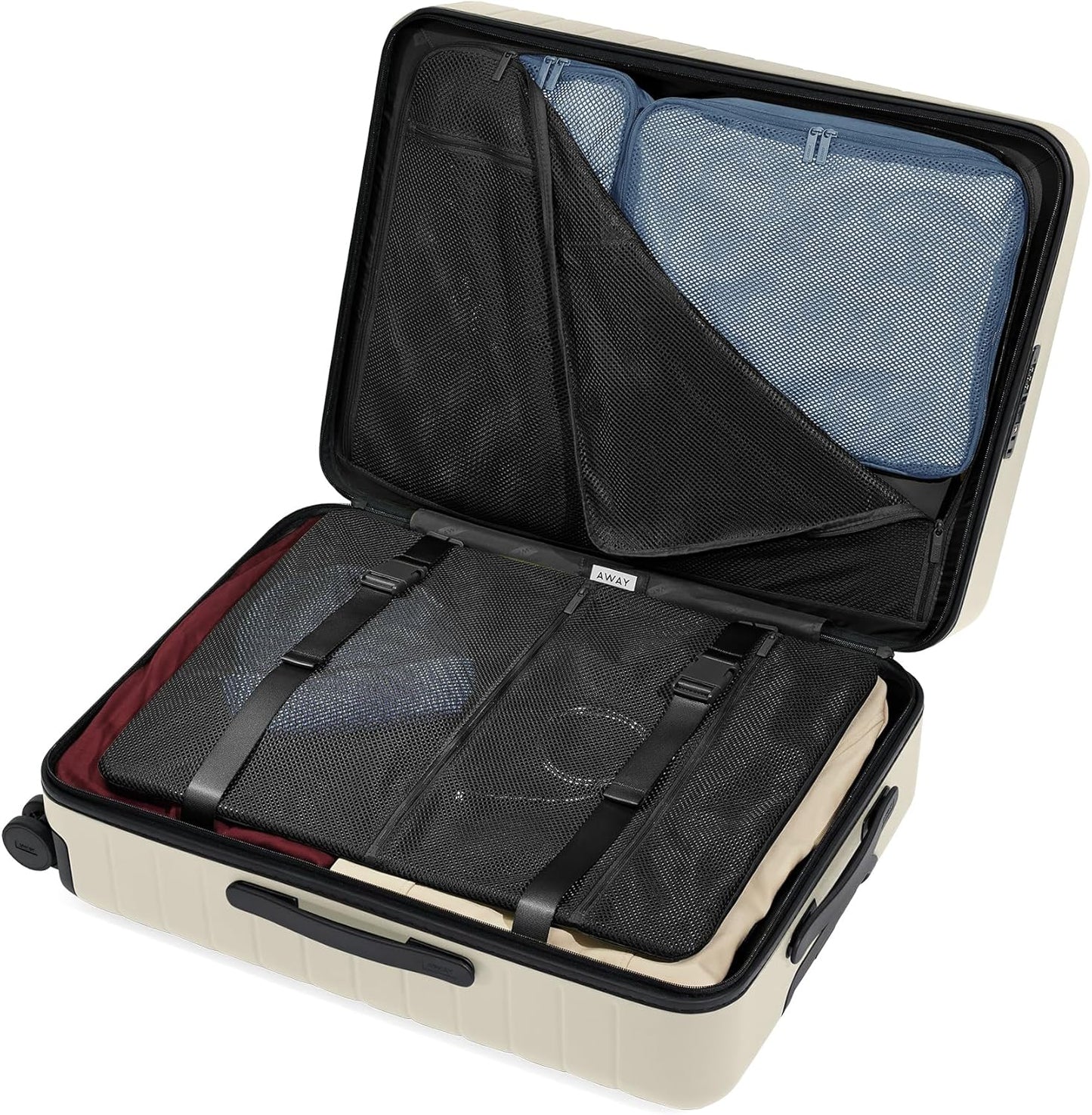 Away Medium Checked Luggage, Lightweight Hard Shell Suitcase with Spinner Wheels, Durable Rolling Luggage, TSA Lock, 26 Inch, Salt White Matte