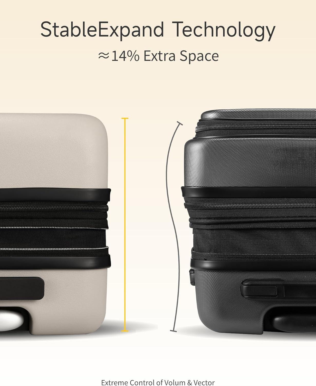 LUGGEX Carry On Luggage HUP3, 20 inch Expandable Hard Shell Suitcases with Spinner Wheels, Accelerate Access with DiHook, Handy Pouch (Reef Black)