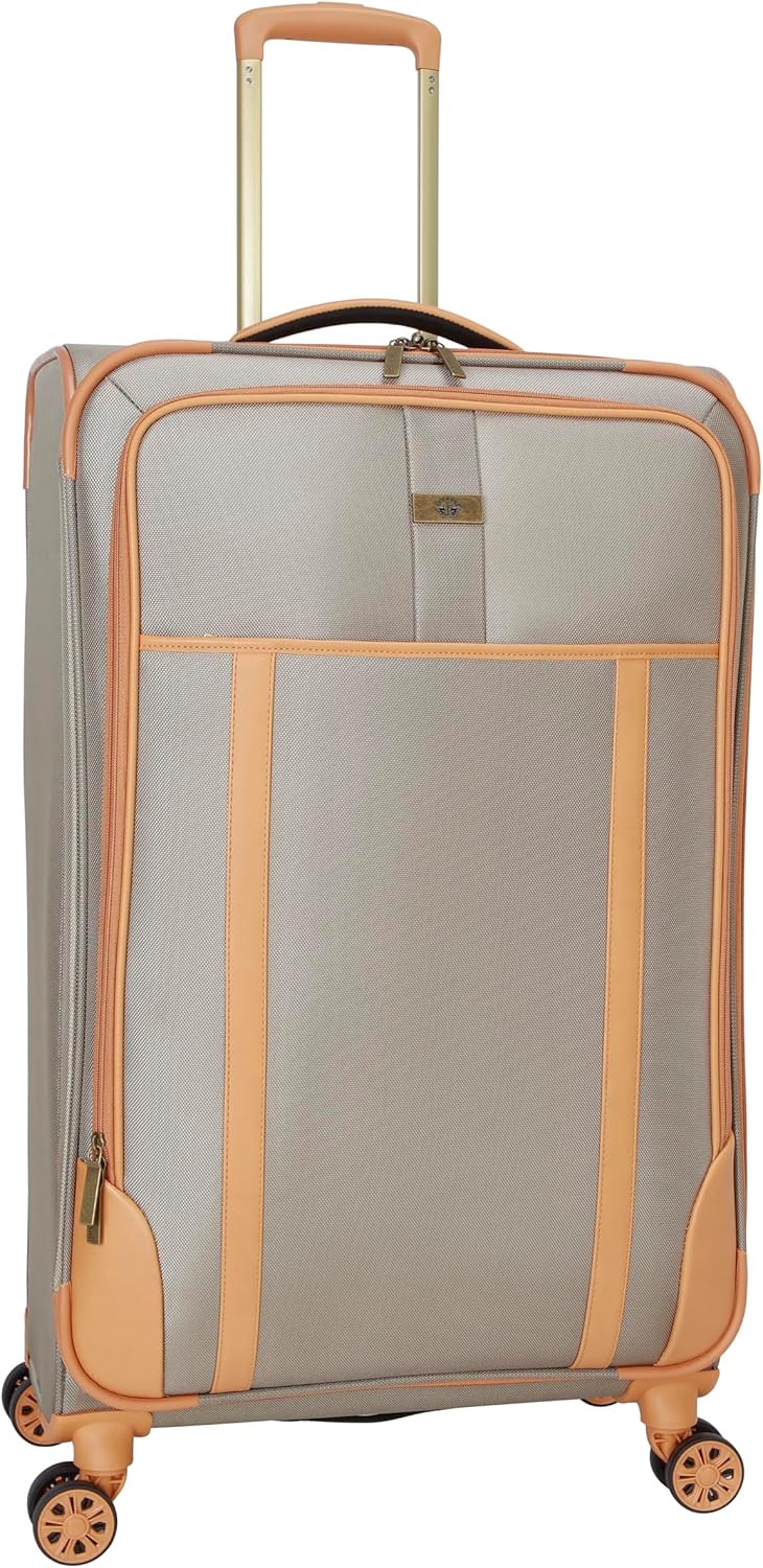 Dockers Seahorse Softside Expandable 8-Wheel Spinner Travel Carry On Luggage, New British Khaki, 28-Inch Checked